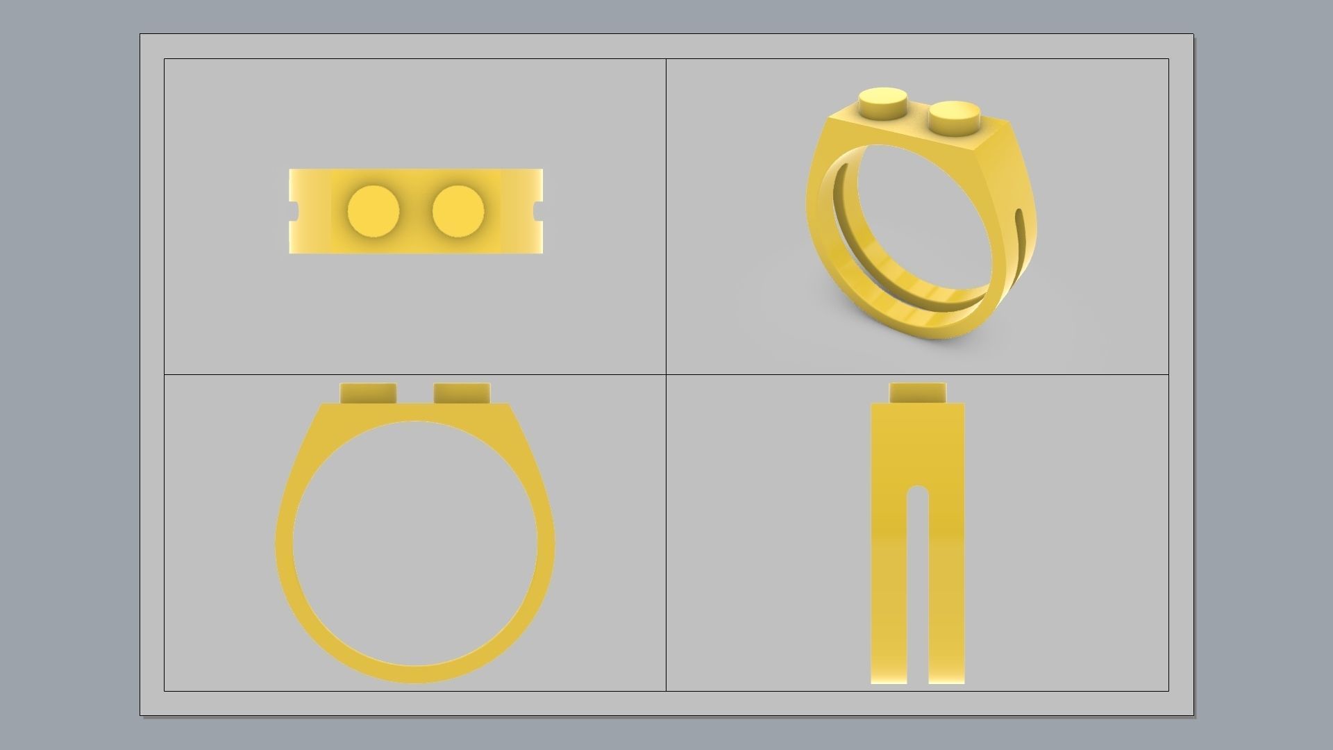 Building Block Ring - 1x2 Plate 3D print model_8