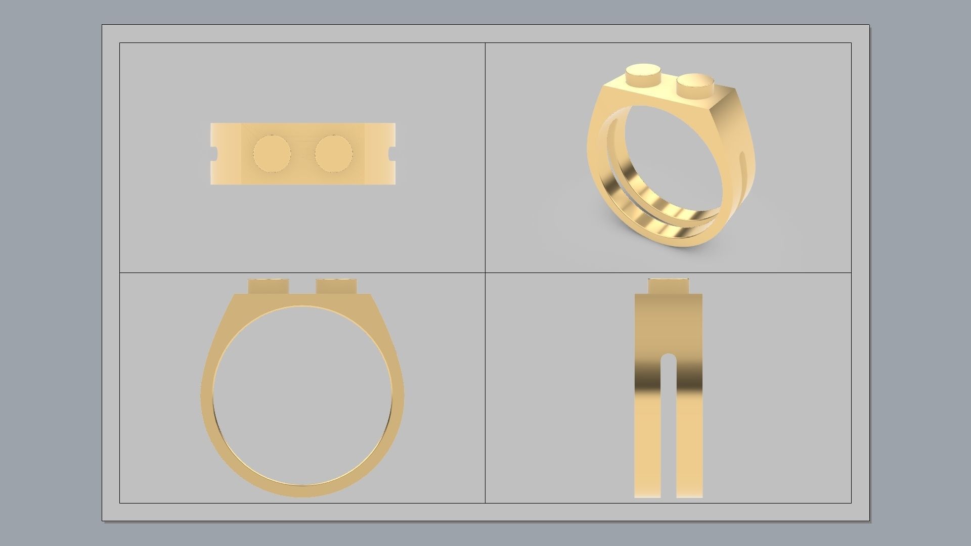 Building Block Ring - 1x2 Plate 3D print model_10