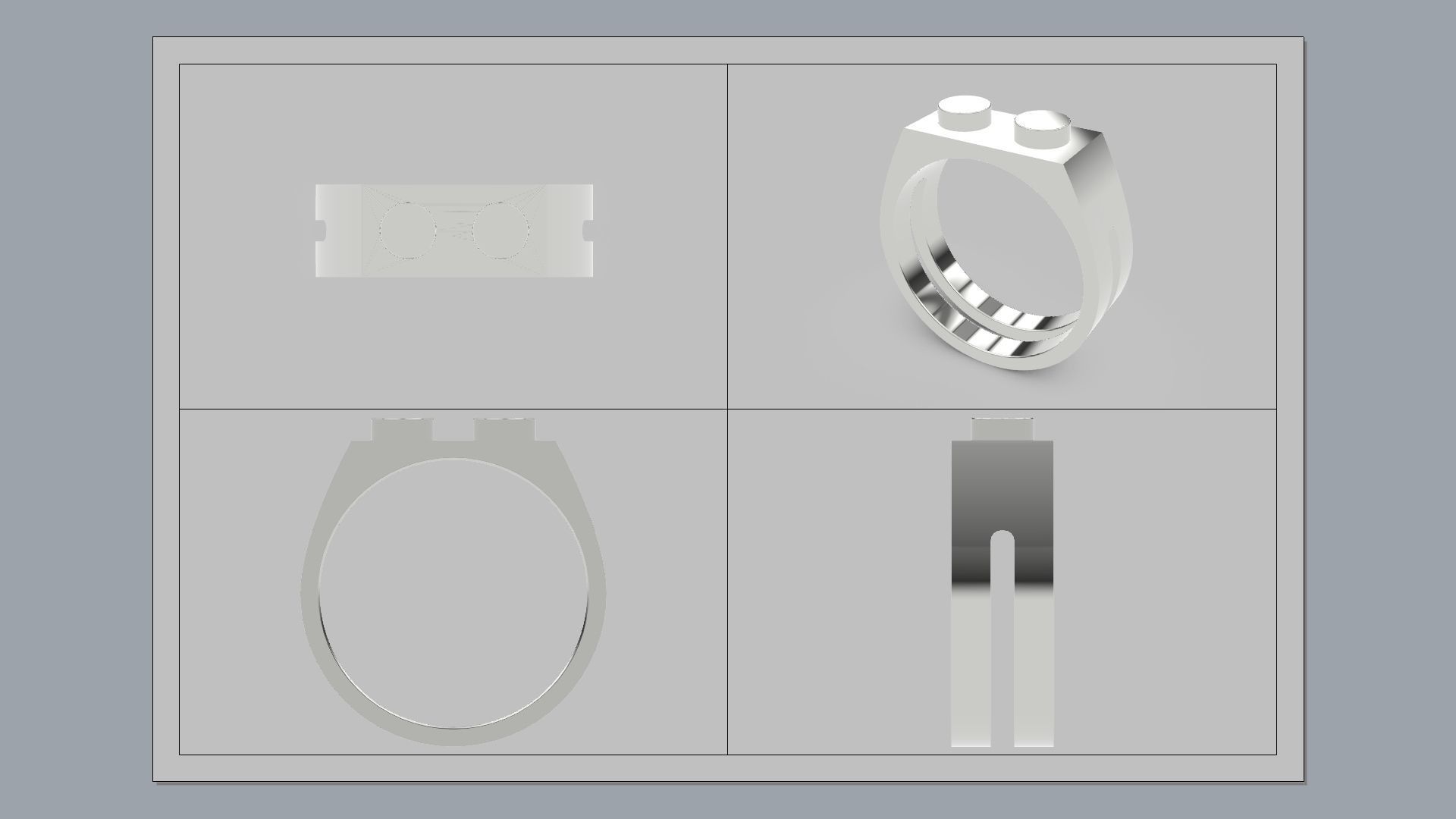 Building Block Ring - 1x2 Plate 3D print model_9