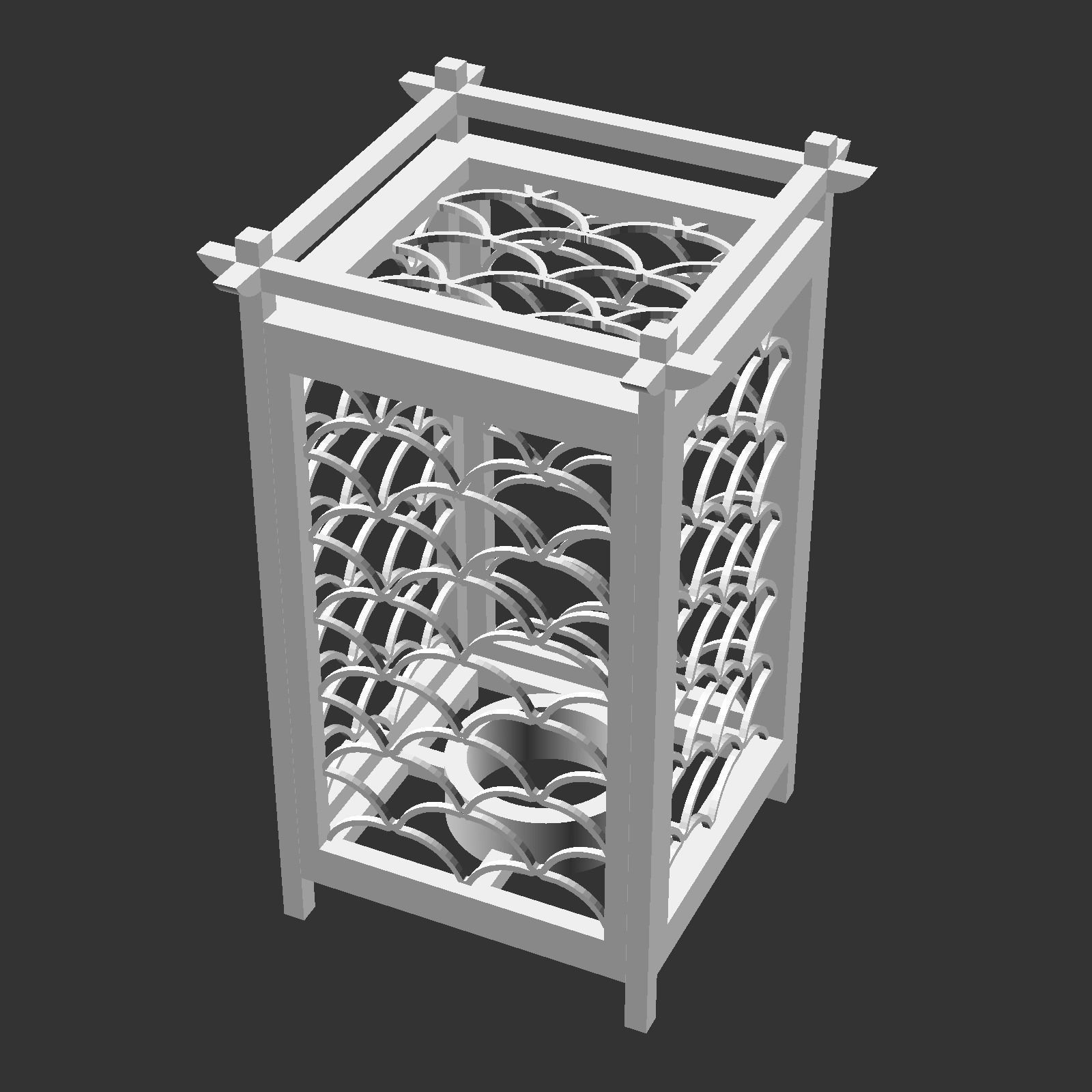 Kumiko Japanese Shoji Lantern - Seikaiha 3D print model_15