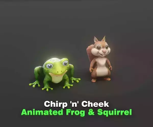 Animated Squirrel and Frog 3D Model Collection Low-poly 3D model