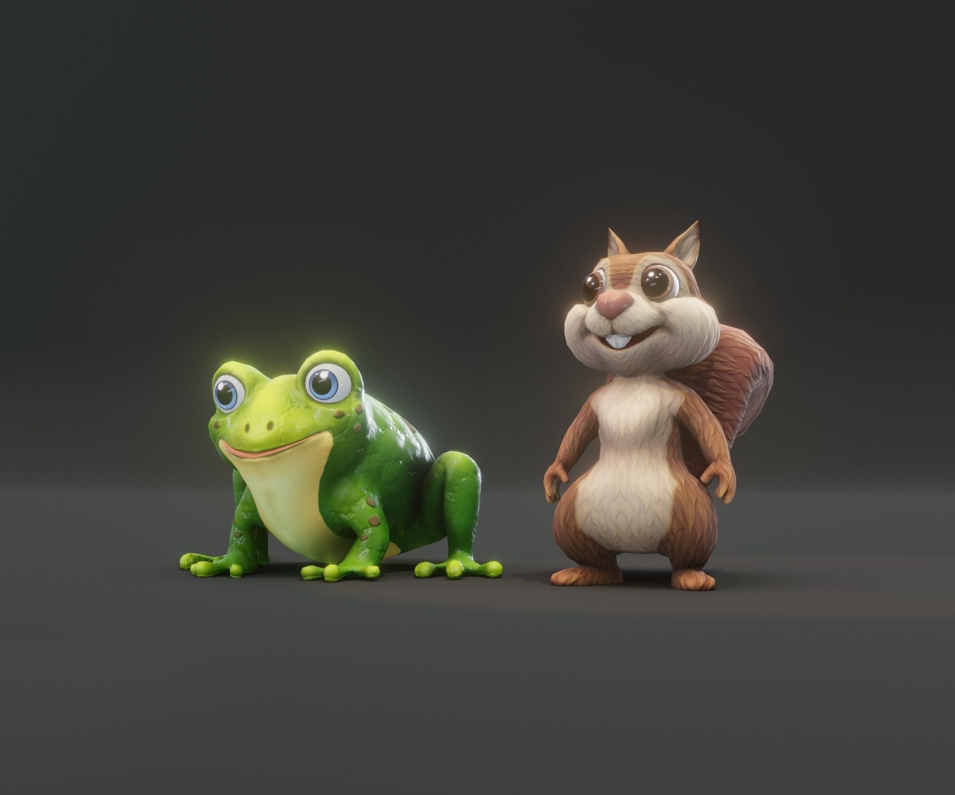 Animated Squirrel and Frog 3D Model Collection Low-poly 3D model_6