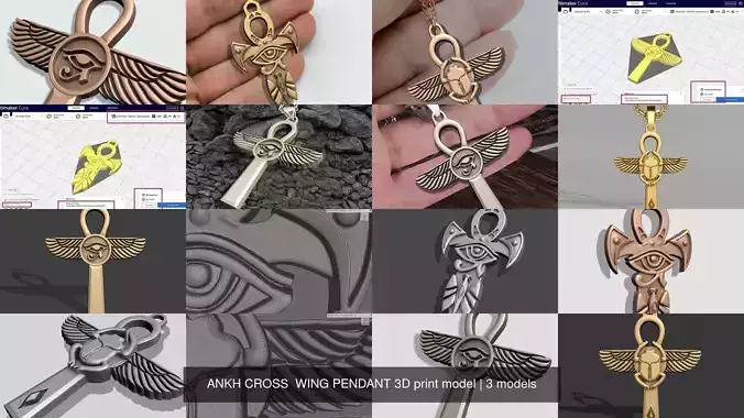 ANKH CROSS  WING PENDANT 3D print model 3D Model Collection