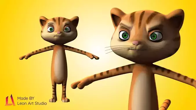 Stylized Cartoon Rigged Cat