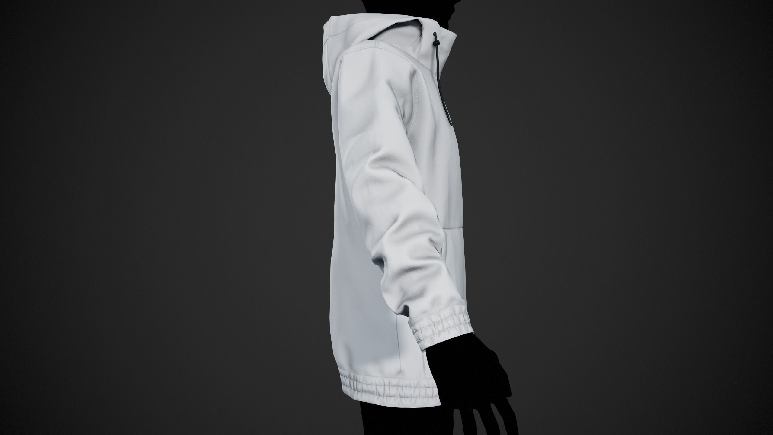 White Snowboard Hoodie Style 2 Low-poly 3D model_2