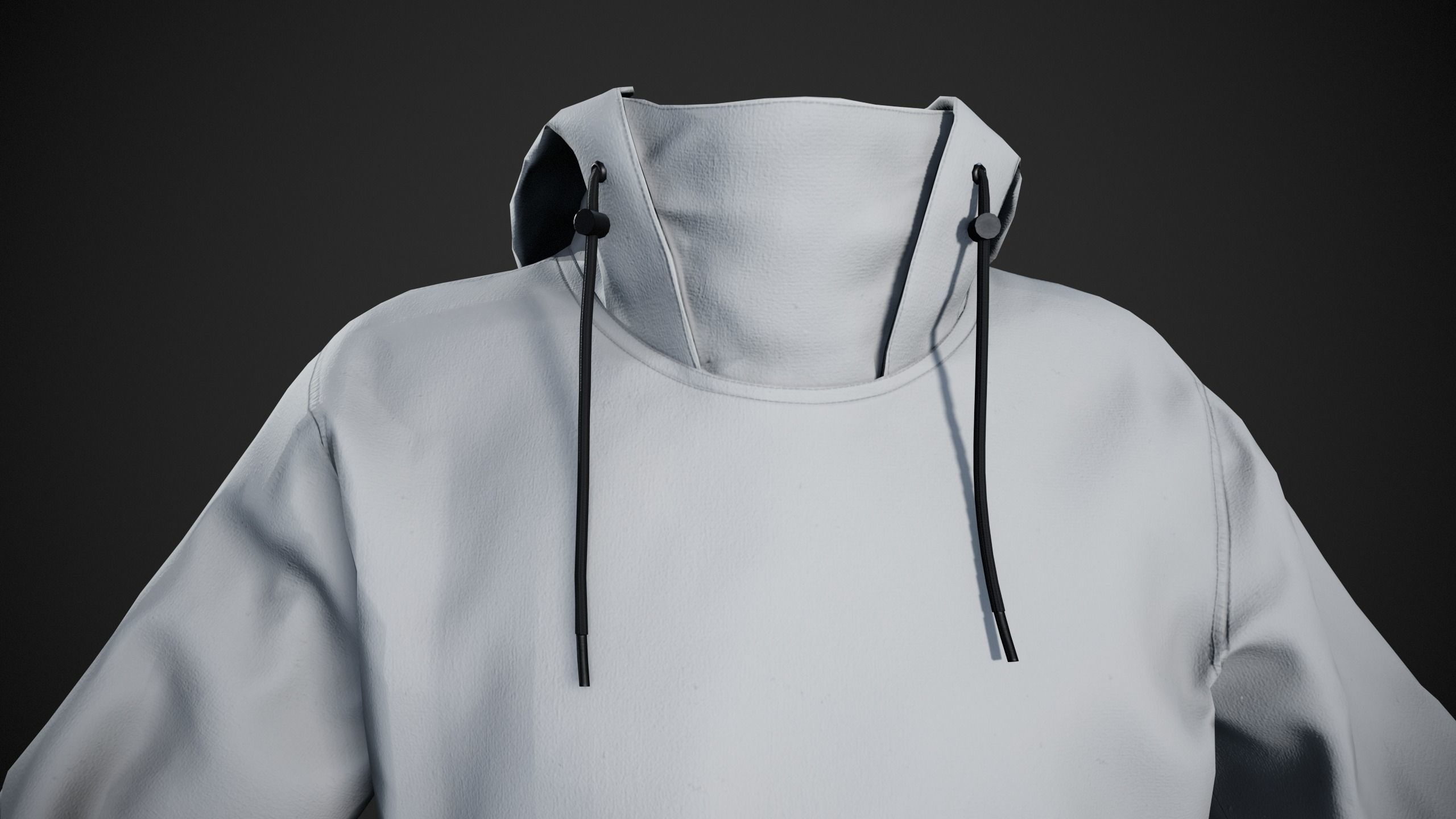 White Snowboard Hoodie Style 2 Low-poly 3D model_7