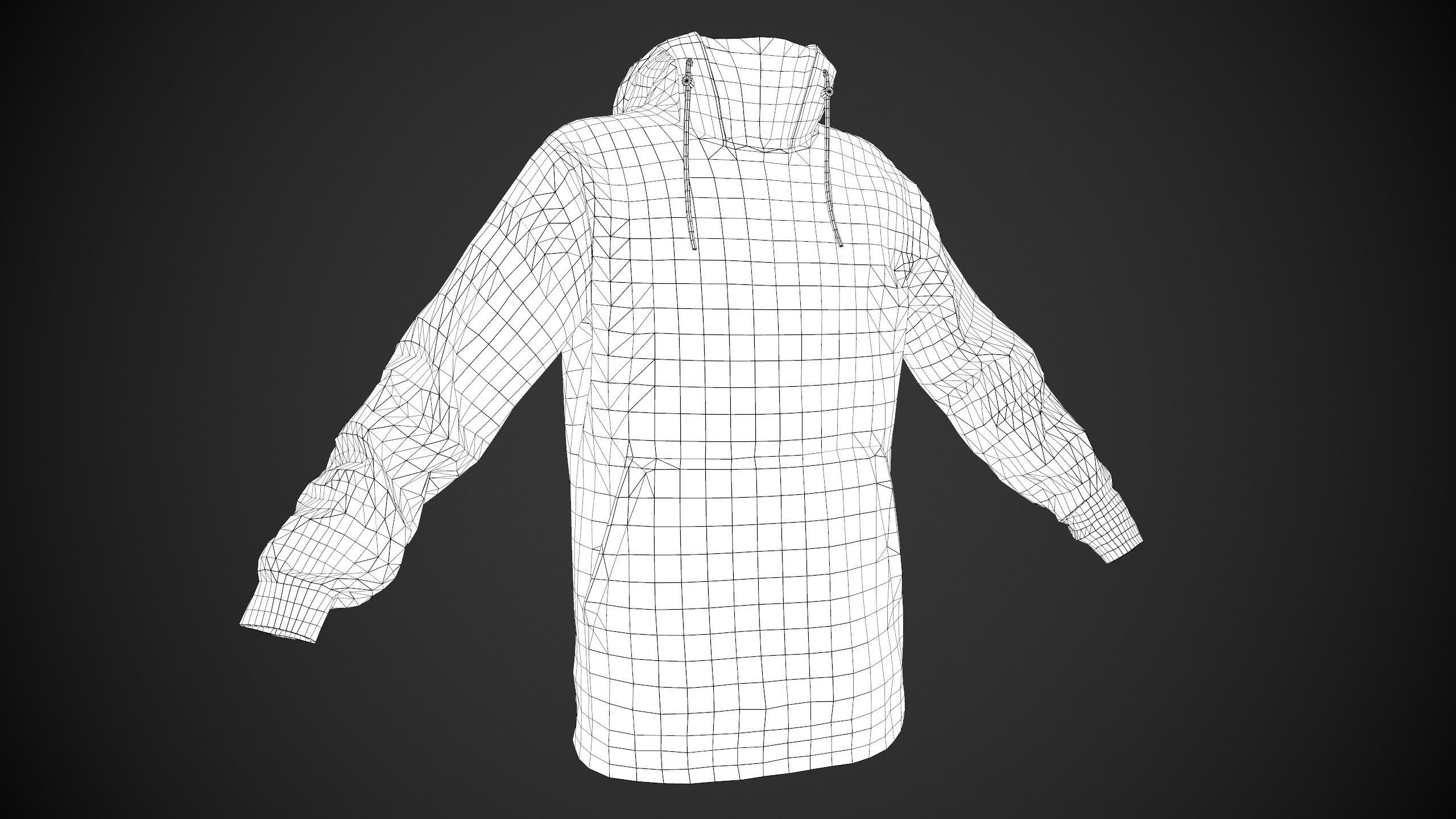 White Snowboard Hoodie Style 2 Low-poly 3D model_10