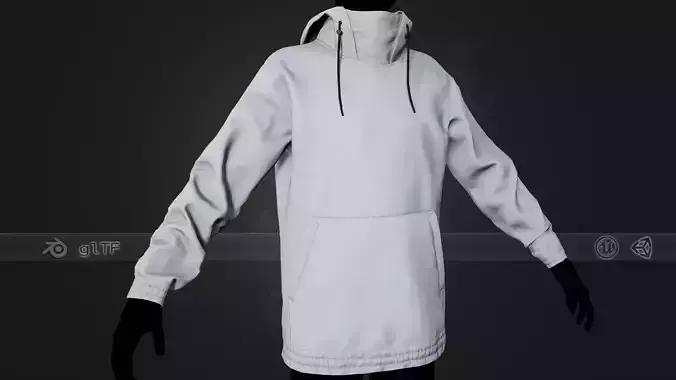 White Snowboard Hoodie Style 2 Low-poly 3D model White Snowboard Hoodie Style 2 Low-poly 3D model
