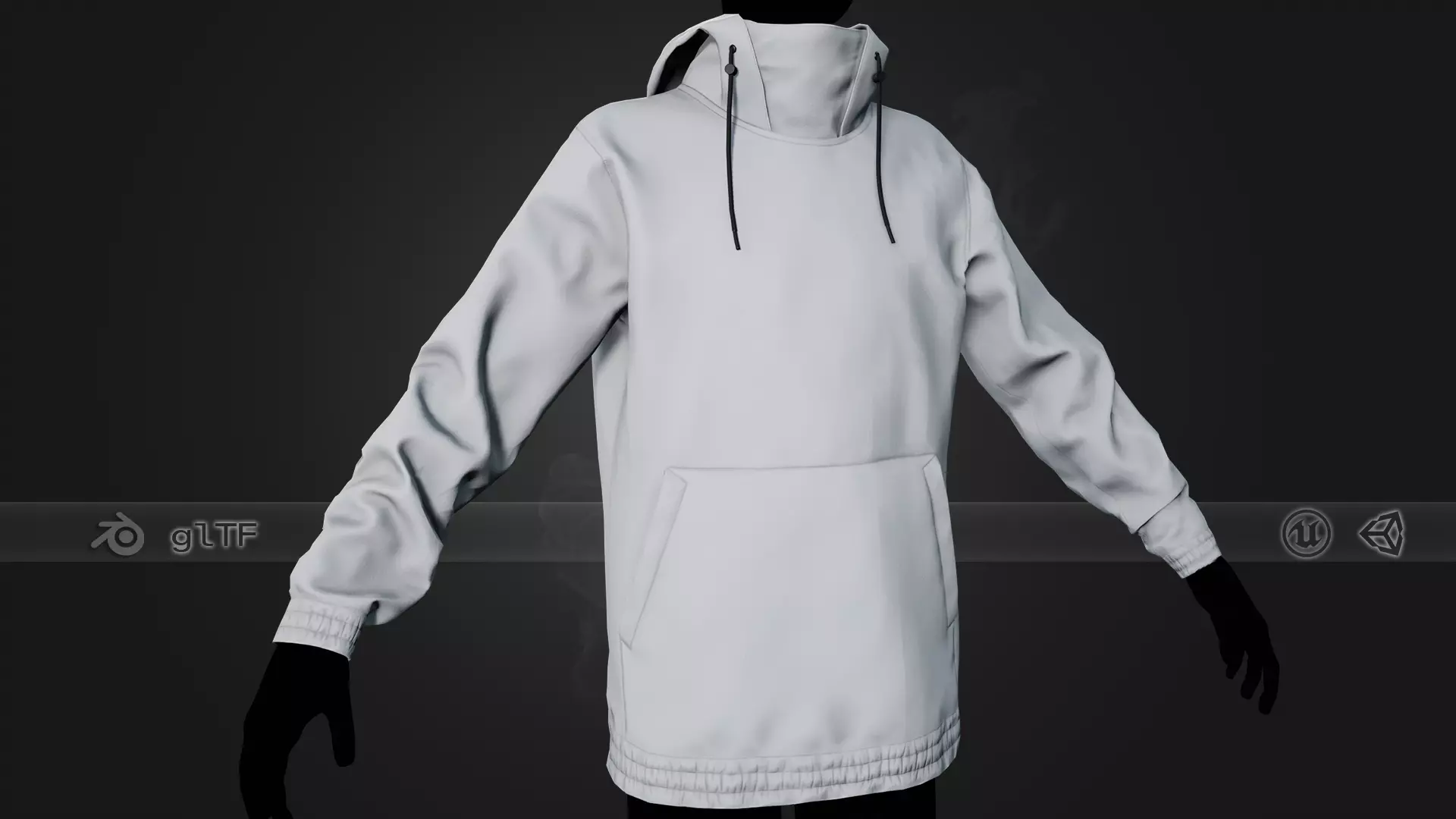 White Snowboard Hoodie Style 2 Low-poly 3D model_0