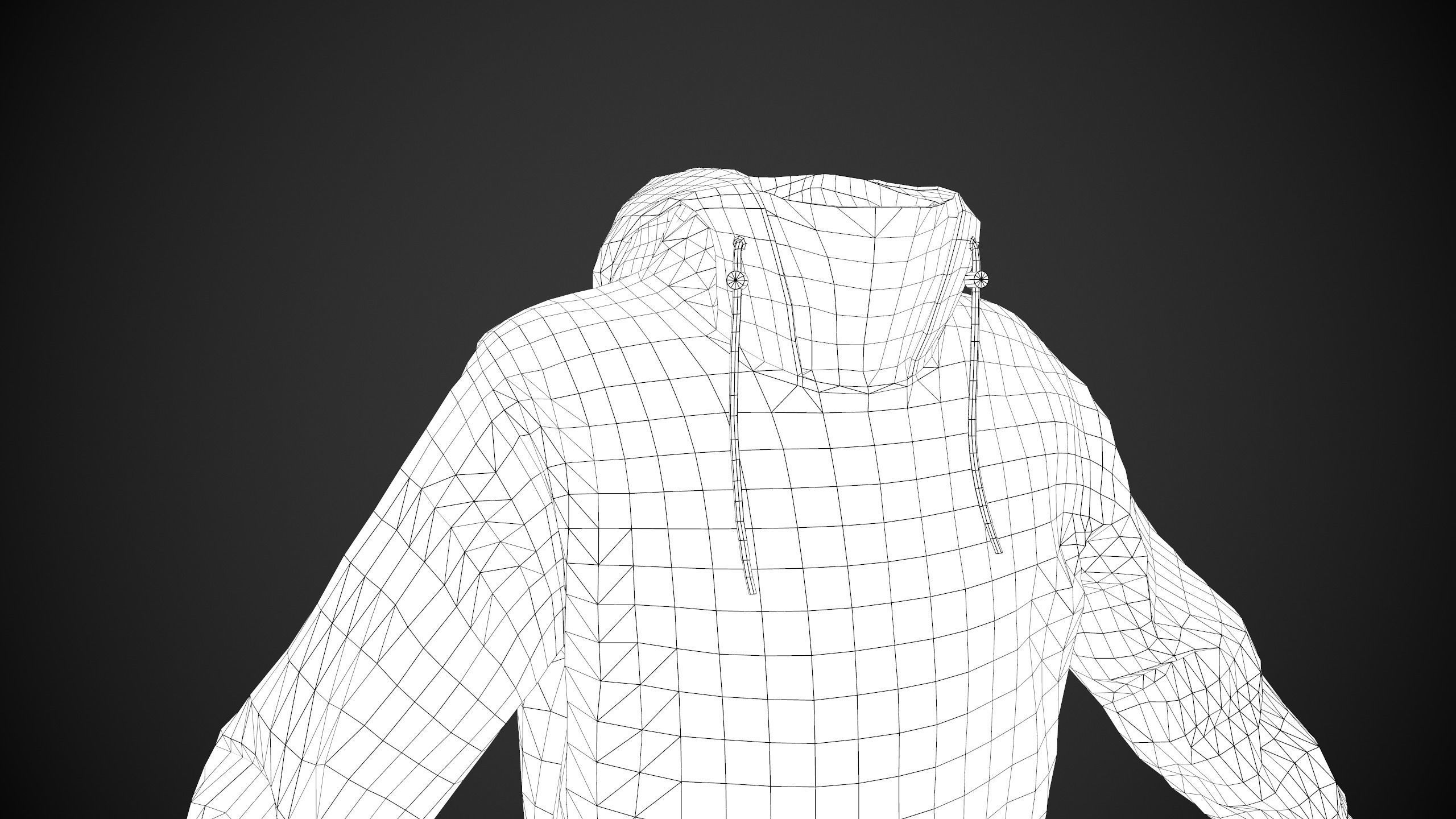 White Snowboard Hoodie Style 2 Low-poly 3D model_9