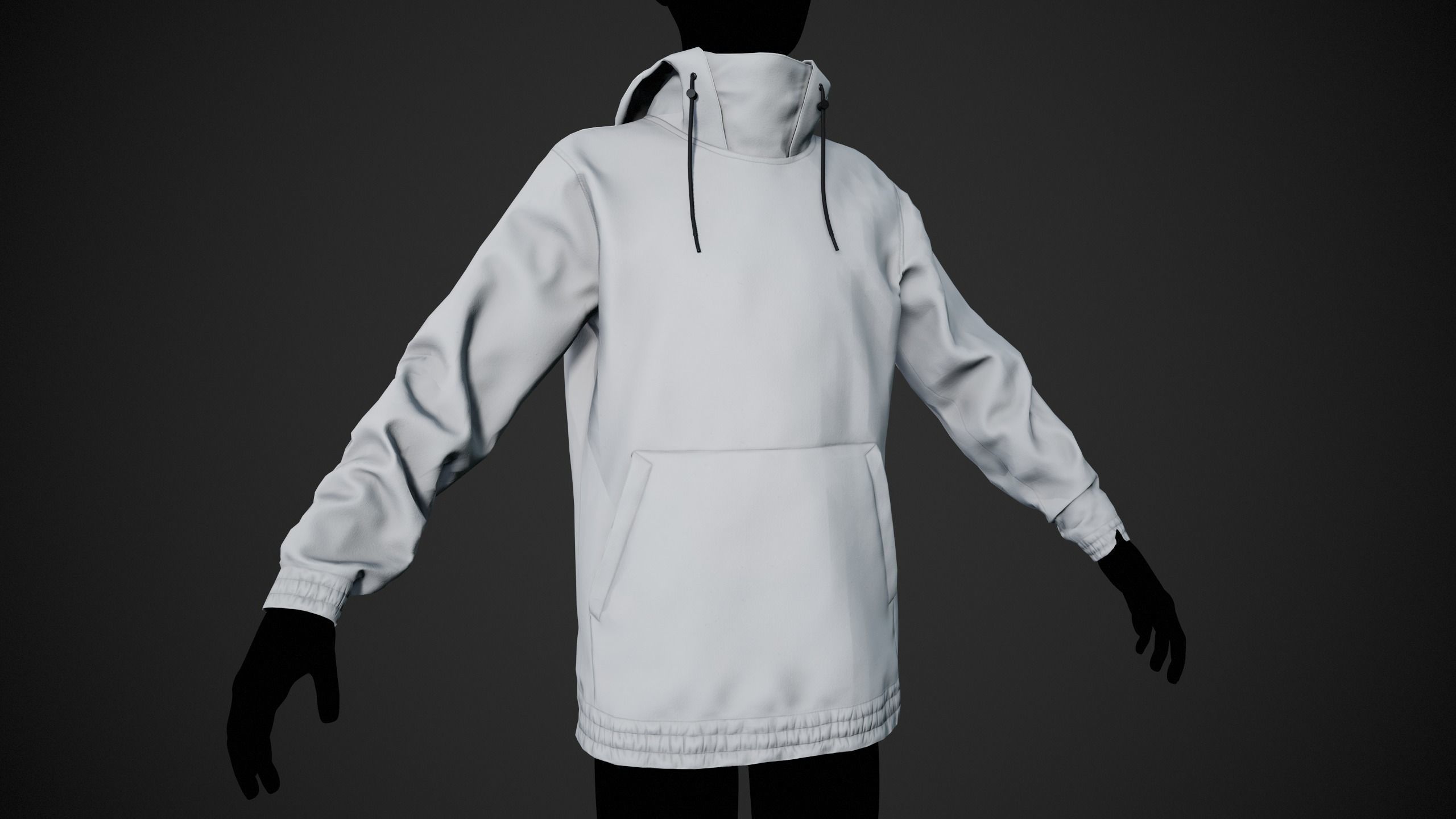 White Snowboard Hoodie Style 2 Low-poly 3D model_1