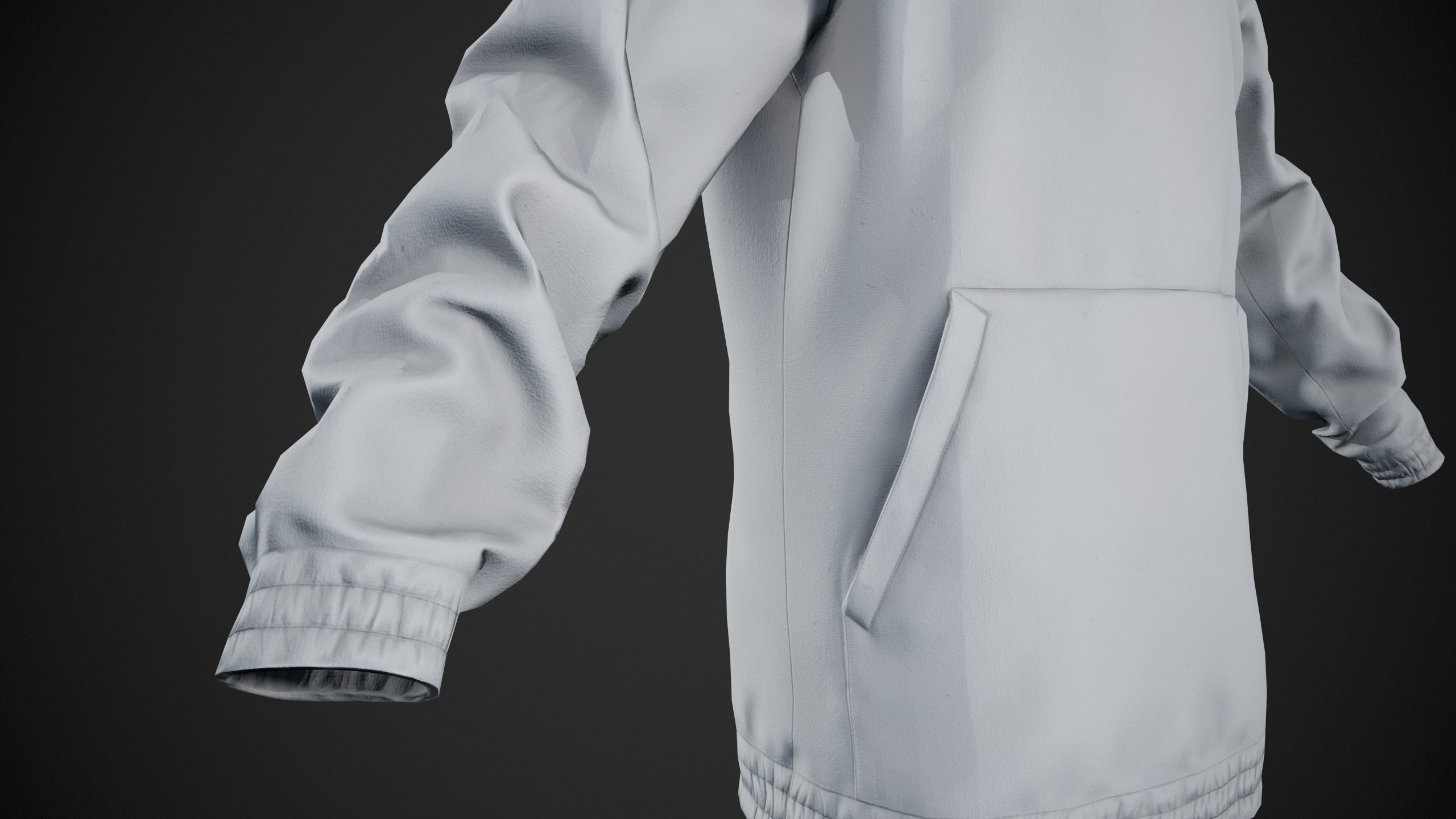 White Snowboard Hoodie Style 2 Low-poly 3D model_8