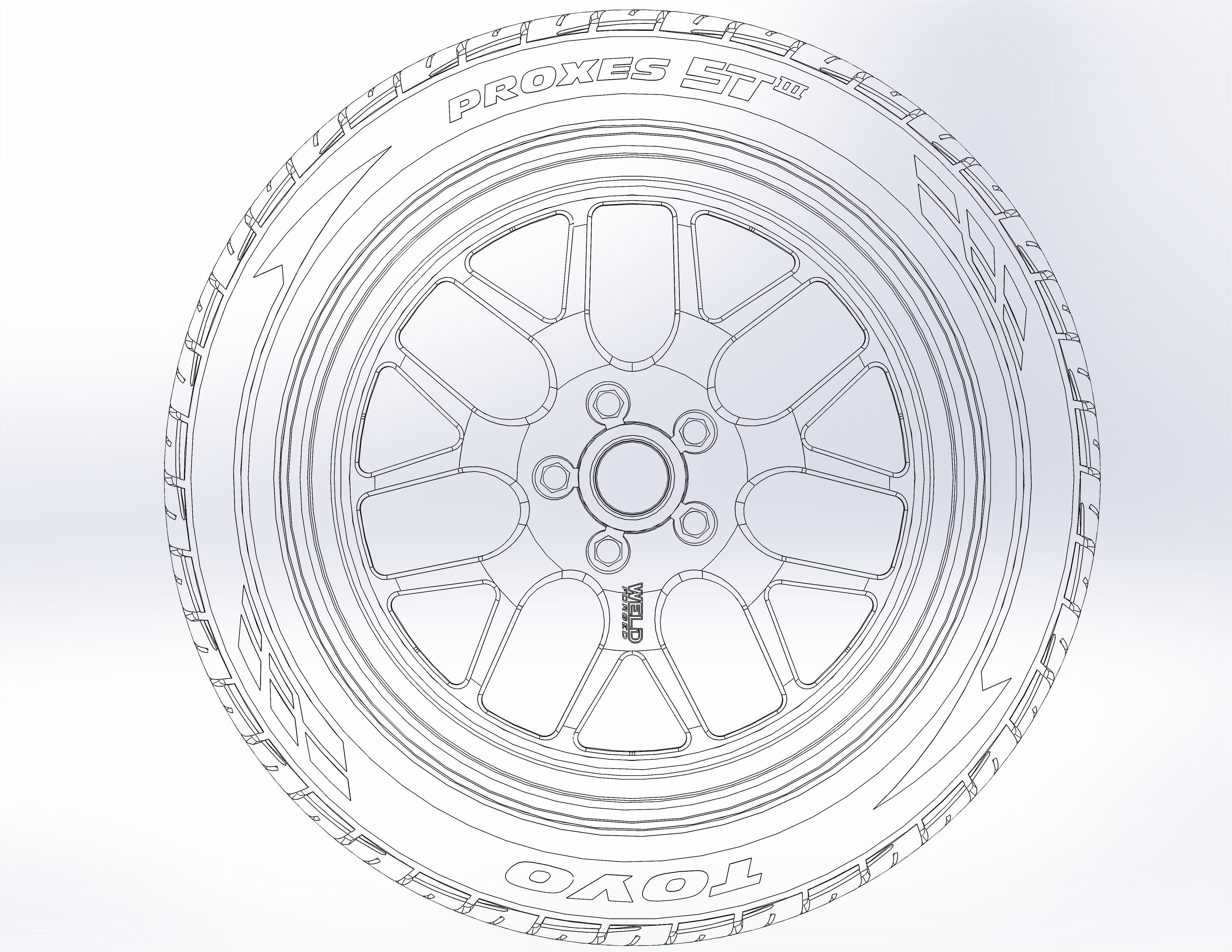 Custom wheels Weld Racing S77 for scale model 3D print model_7