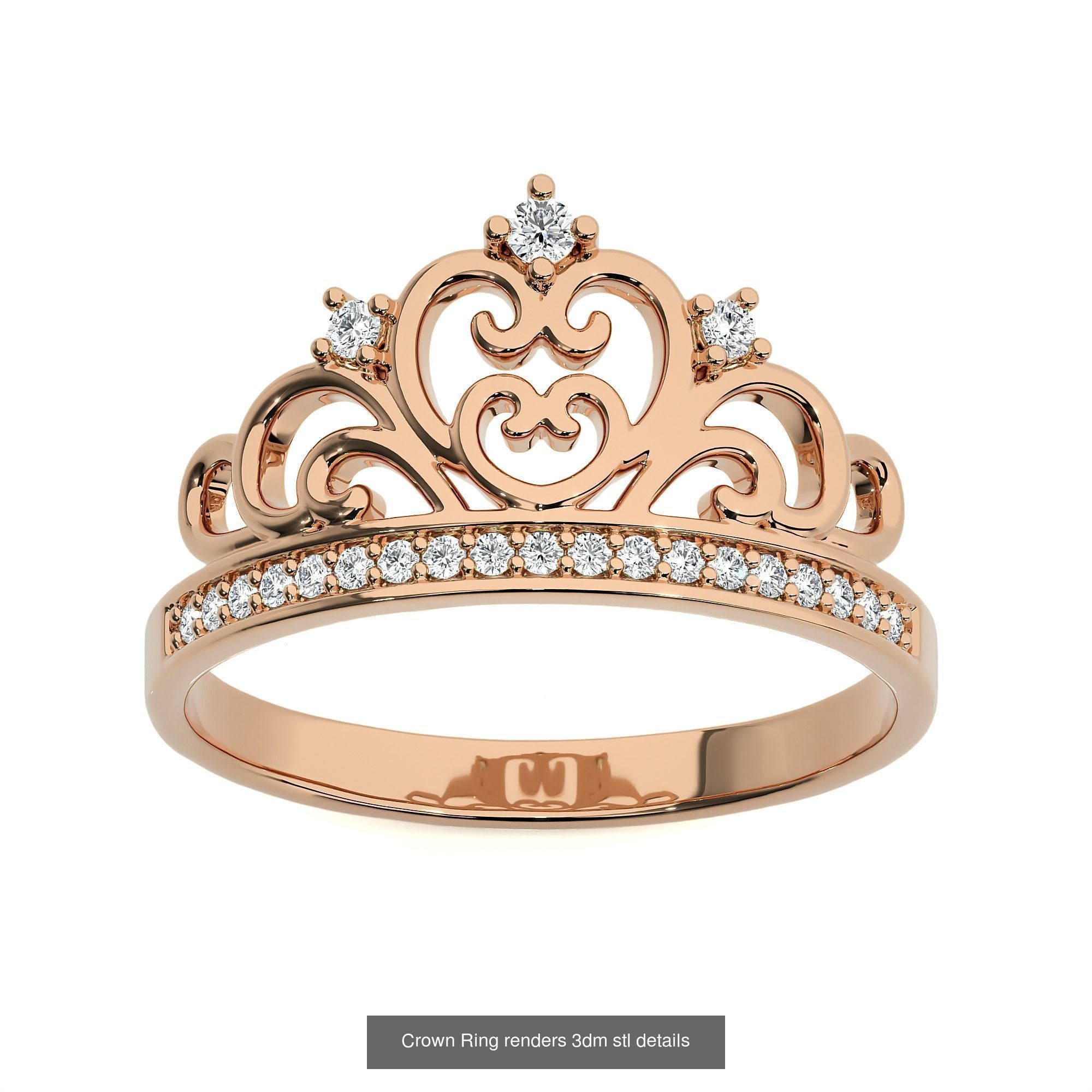 34 Crown Ring renders 3dm stl details  3D Model Collection_6