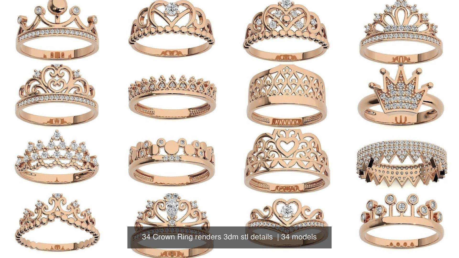 34 Crown Ring renders 3dm stl details  3D Model Collection_1