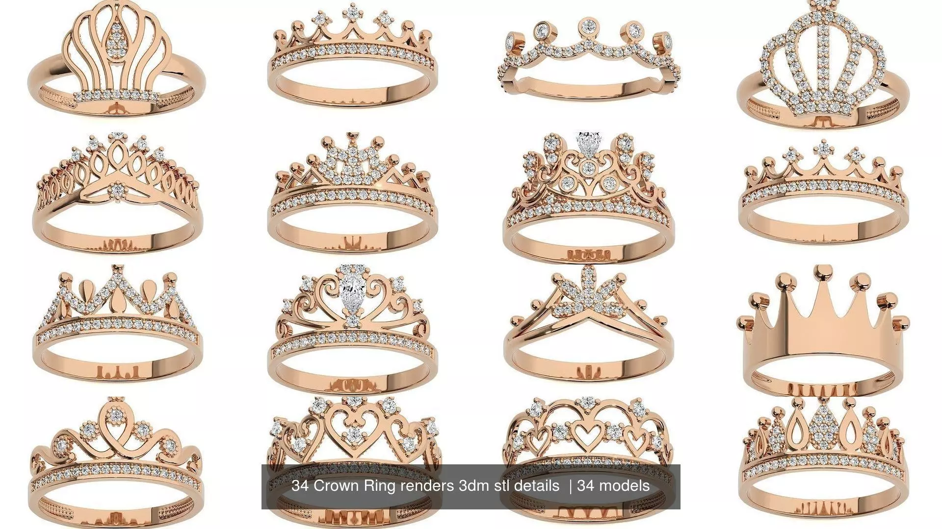 34 Crown Ring renders 3dm stl details  3D Model Collection_0