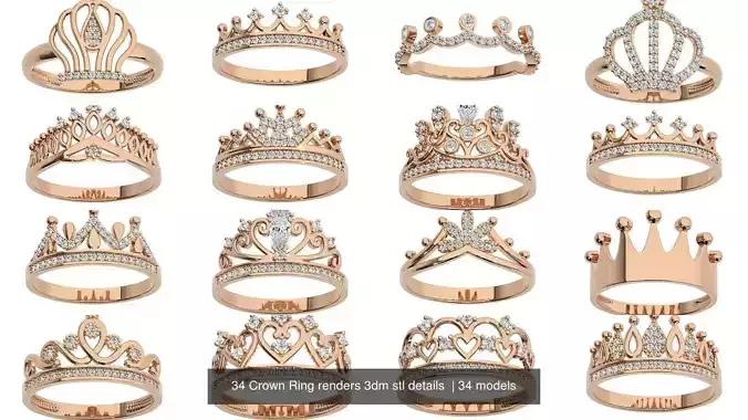 34 Crown Ring renders 3dm stl details  3D Model Collection 34 Crown Ring renders 3dm stl details  3D Model Collection