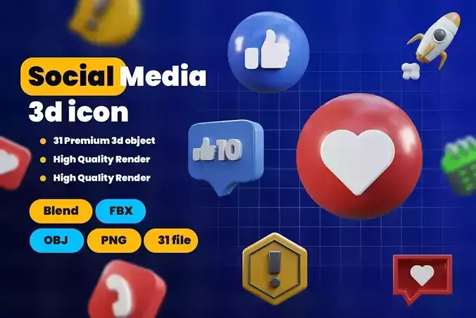 Social Media 3d Illustration Icon Pack