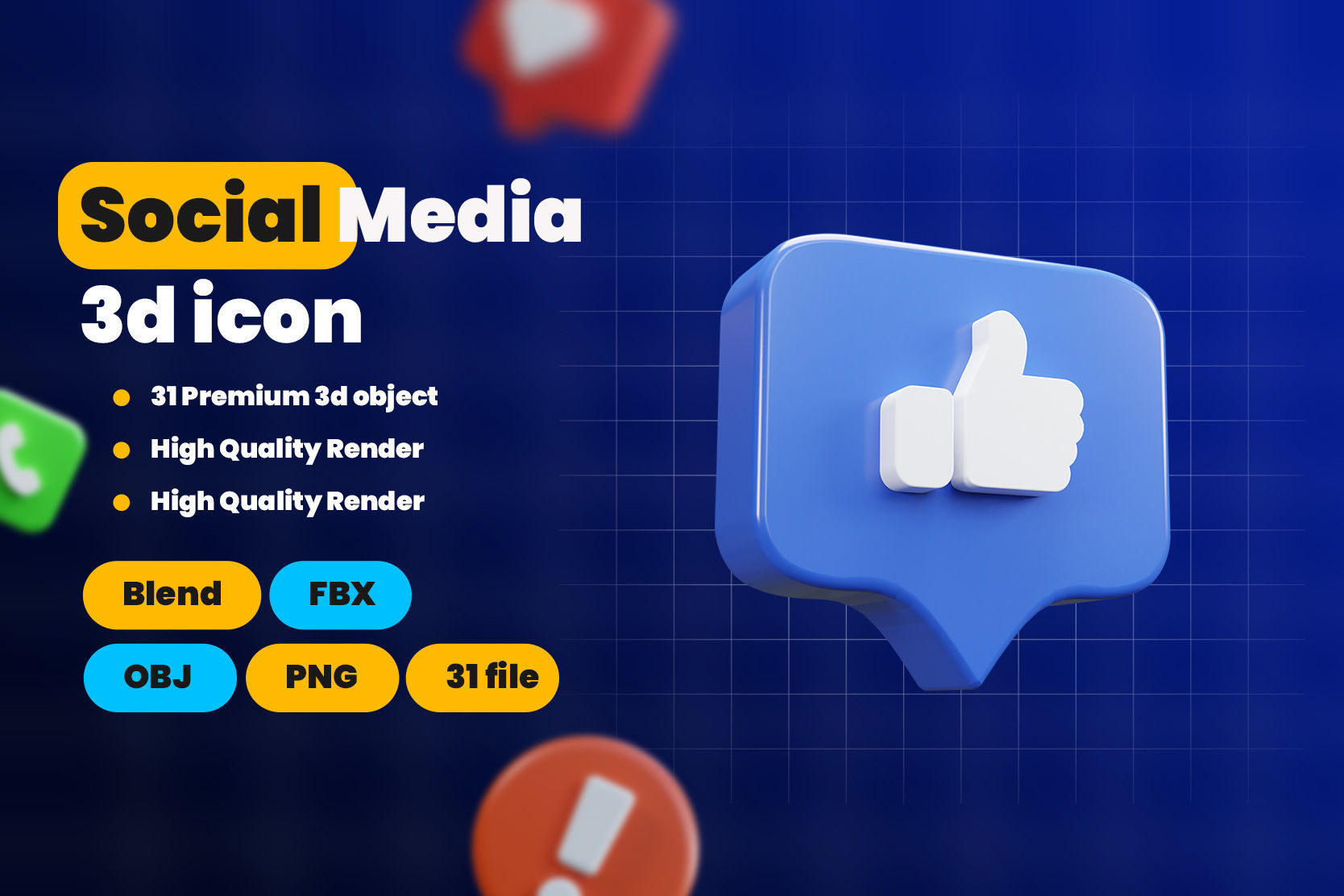 Social Media 3d Illustration Icon Pack 3D model_1
