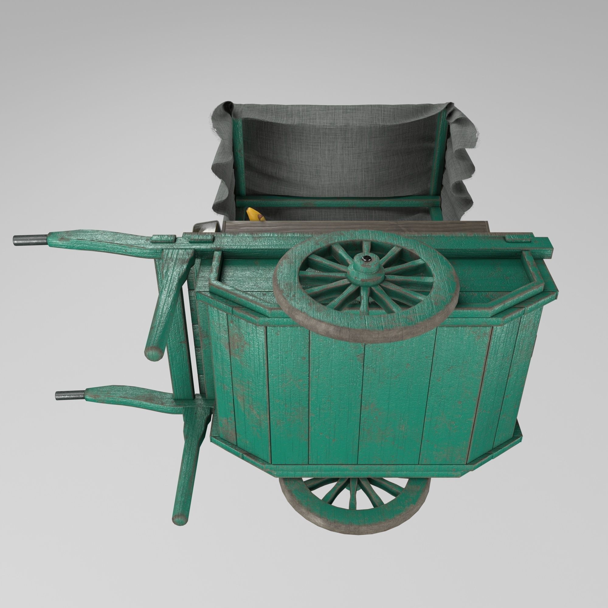 Vintage wheelbarrow counter with vegetables and fruits 3D model_9
