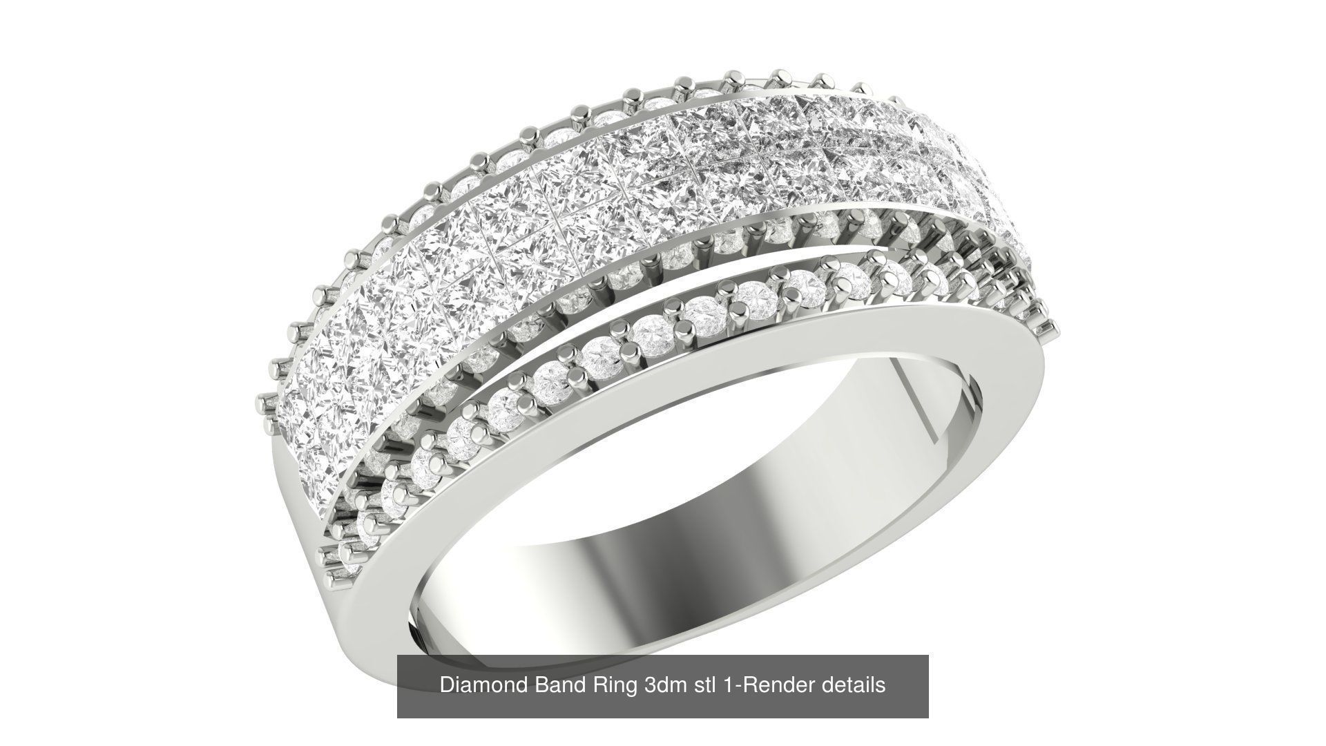 24 Diamond Band Ring 3dm stl 1-Render details  3D Model Collection_1
