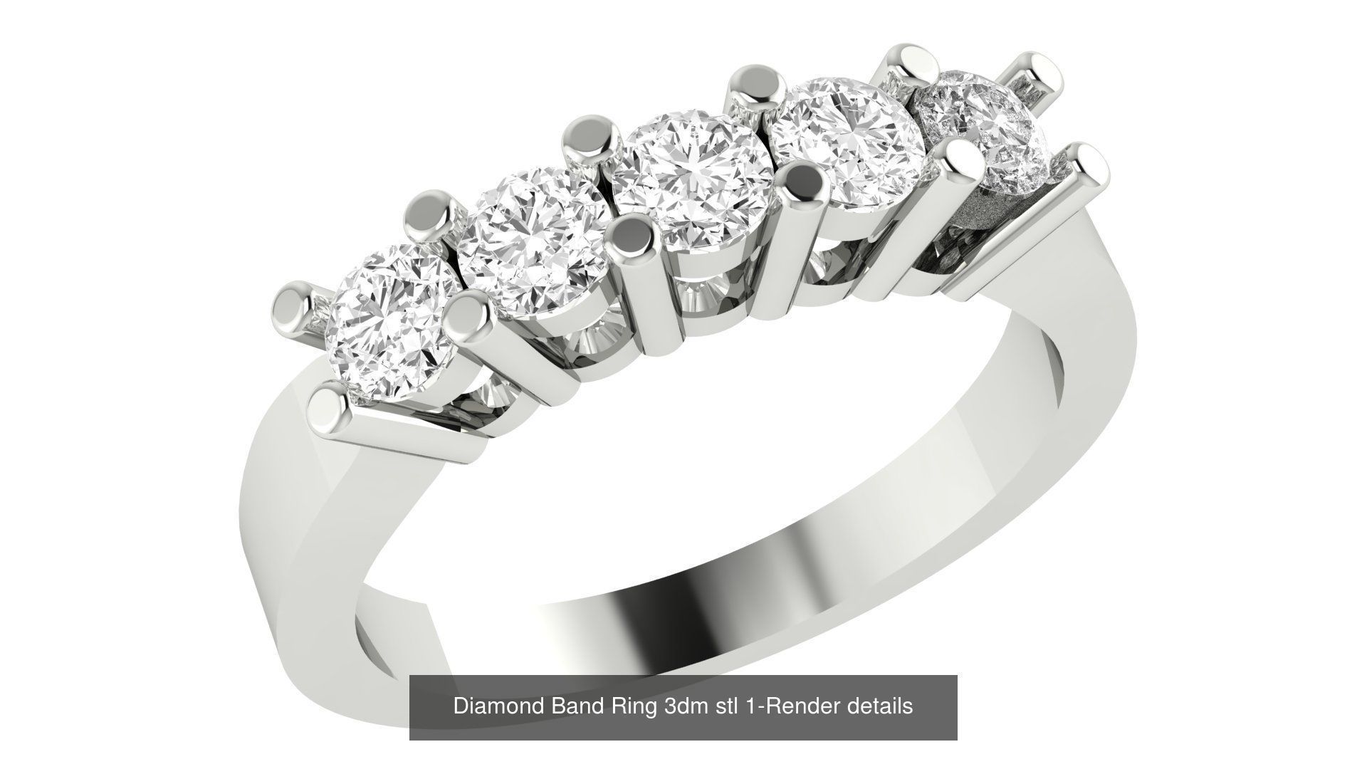 24 Diamond Band Ring 3dm stl 1-Render details  3D Model Collection_5