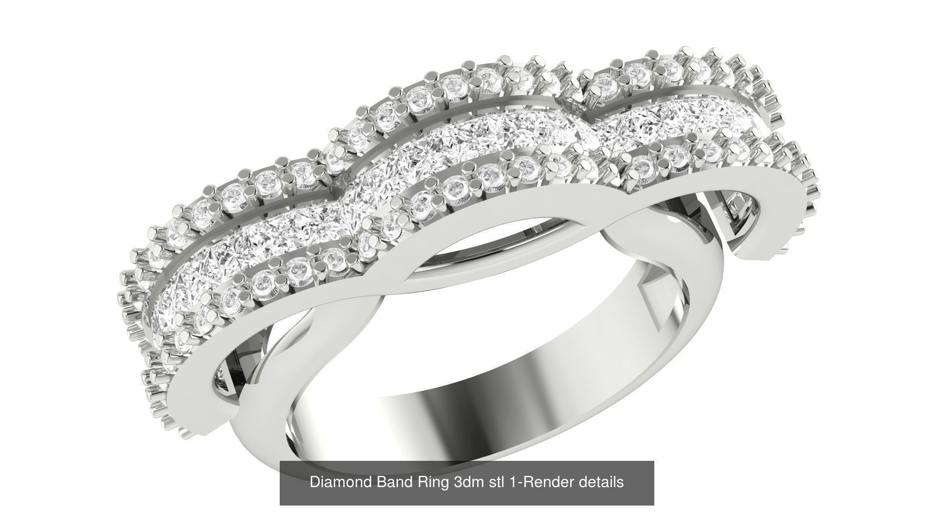 24 Diamond Band Ring 3dm stl 1-Render details  3D Model Collection_12