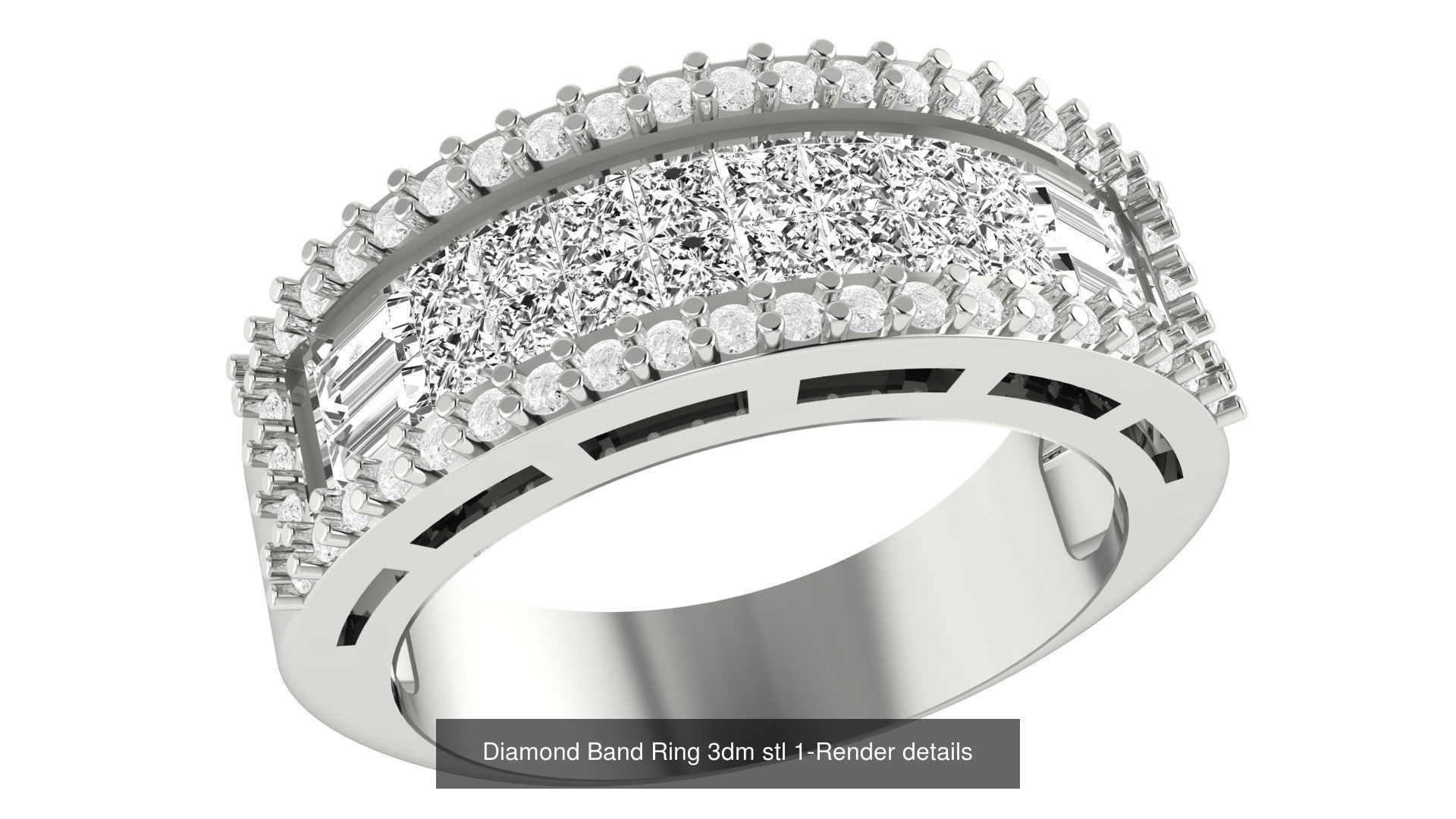 24 Diamond Band Ring 3dm stl 1-Render details  3D Model Collection_16
