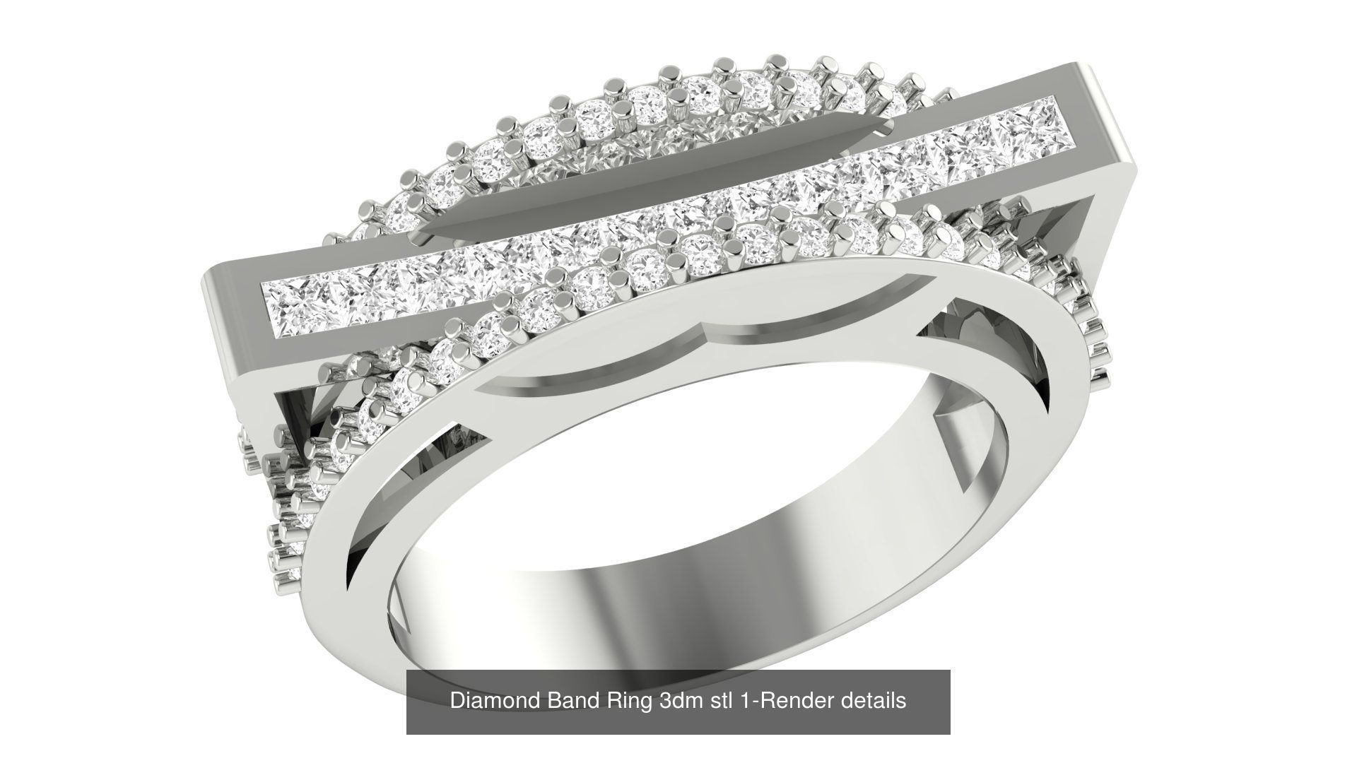 24 Diamond Band Ring 3dm stl 1-Render details  3D Model Collection_11