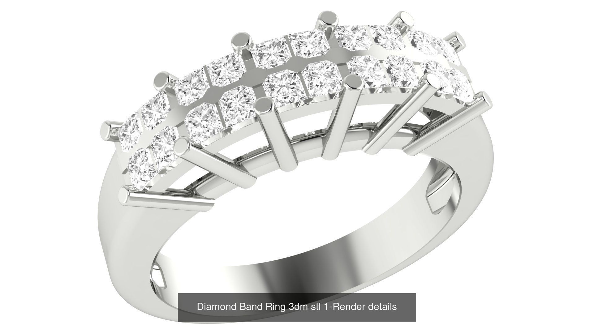 24 Diamond Band Ring 3dm stl 1-Render details  3D Model Collection_21
