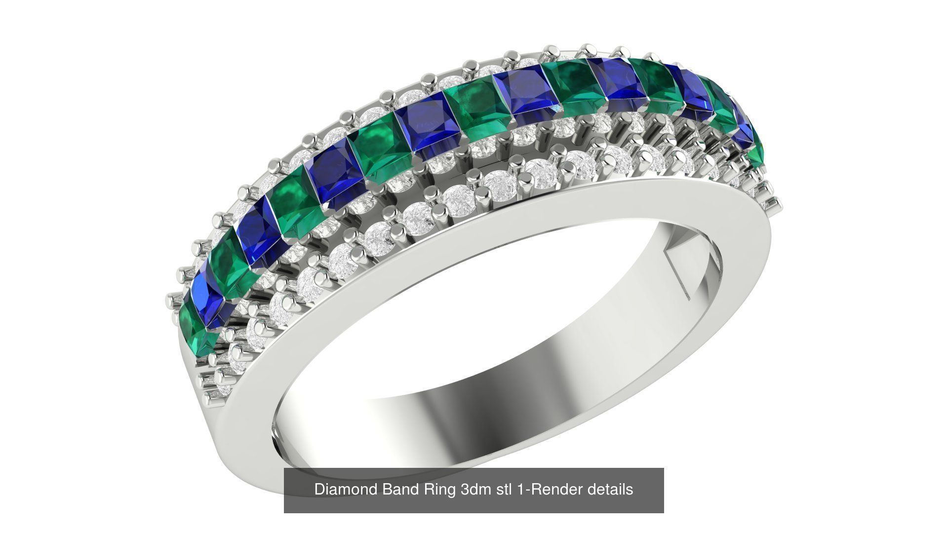 24 Diamond Band Ring 3dm stl 1-Render details  3D Model Collection_3