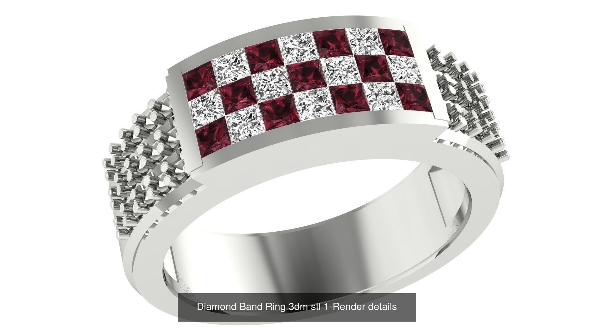24 Diamond Band Ring 3dm stl 1-Render details  3D Model Collection_14
