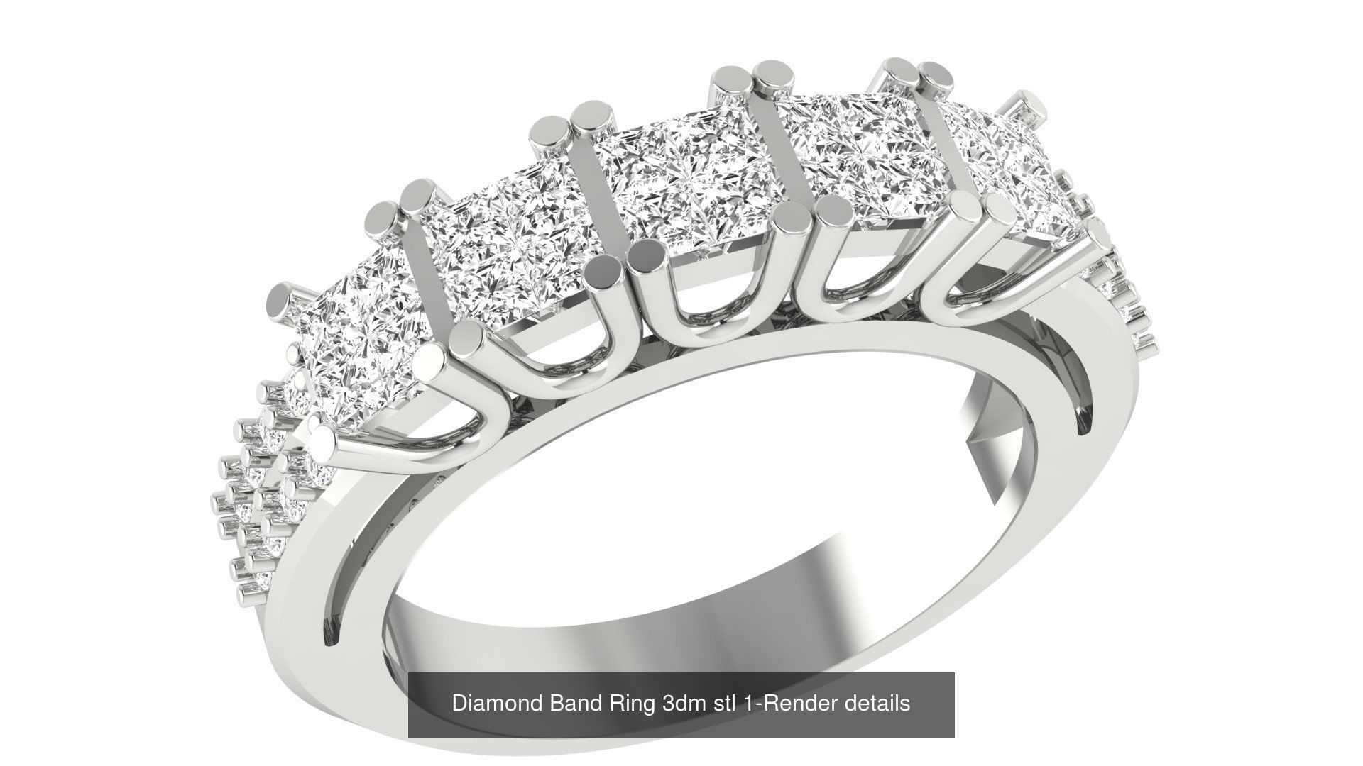 24 Diamond Band Ring 3dm stl 1-Render details  3D Model Collection_8