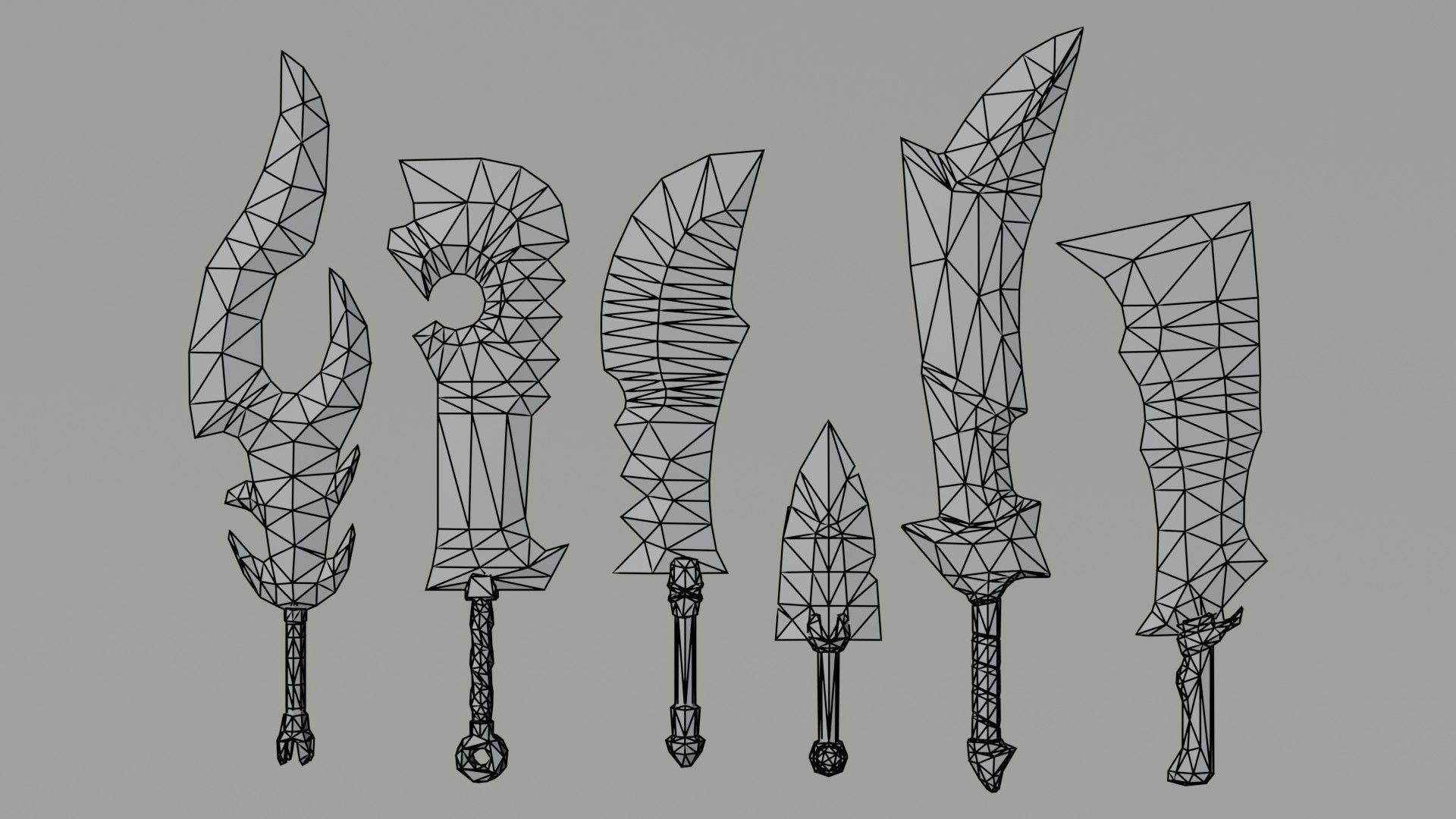 Cartoon Fantasy Swords Polygonal Style Low-poly 3D model_5
