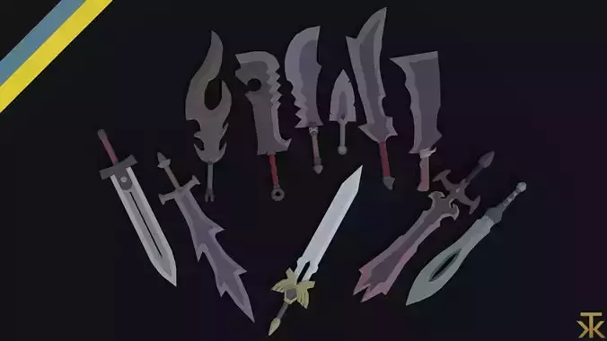 Cartoon Fantasy Swords Polygonal Style