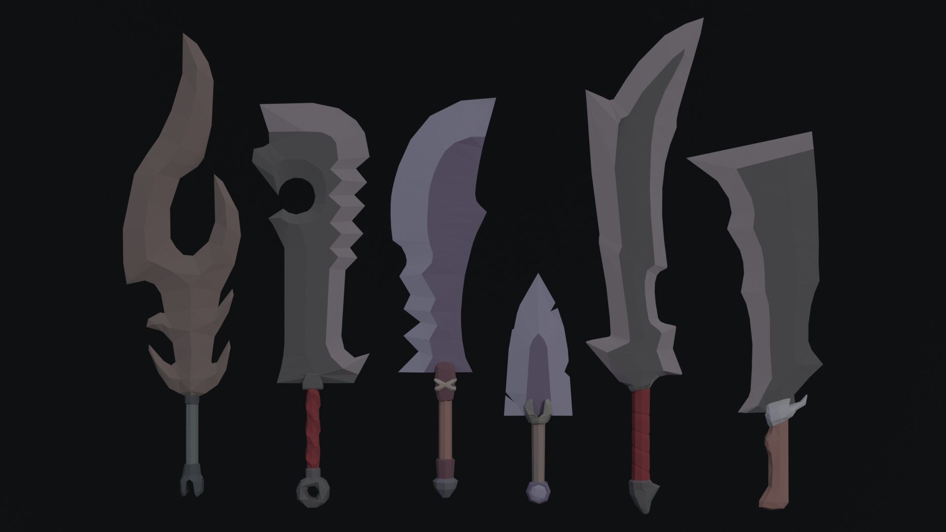 Cartoon Fantasy Swords Polygonal Style Low-poly 3D model_3