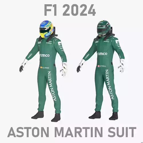 F1 Aston Martin Suit 2024 Low-poly 3D model