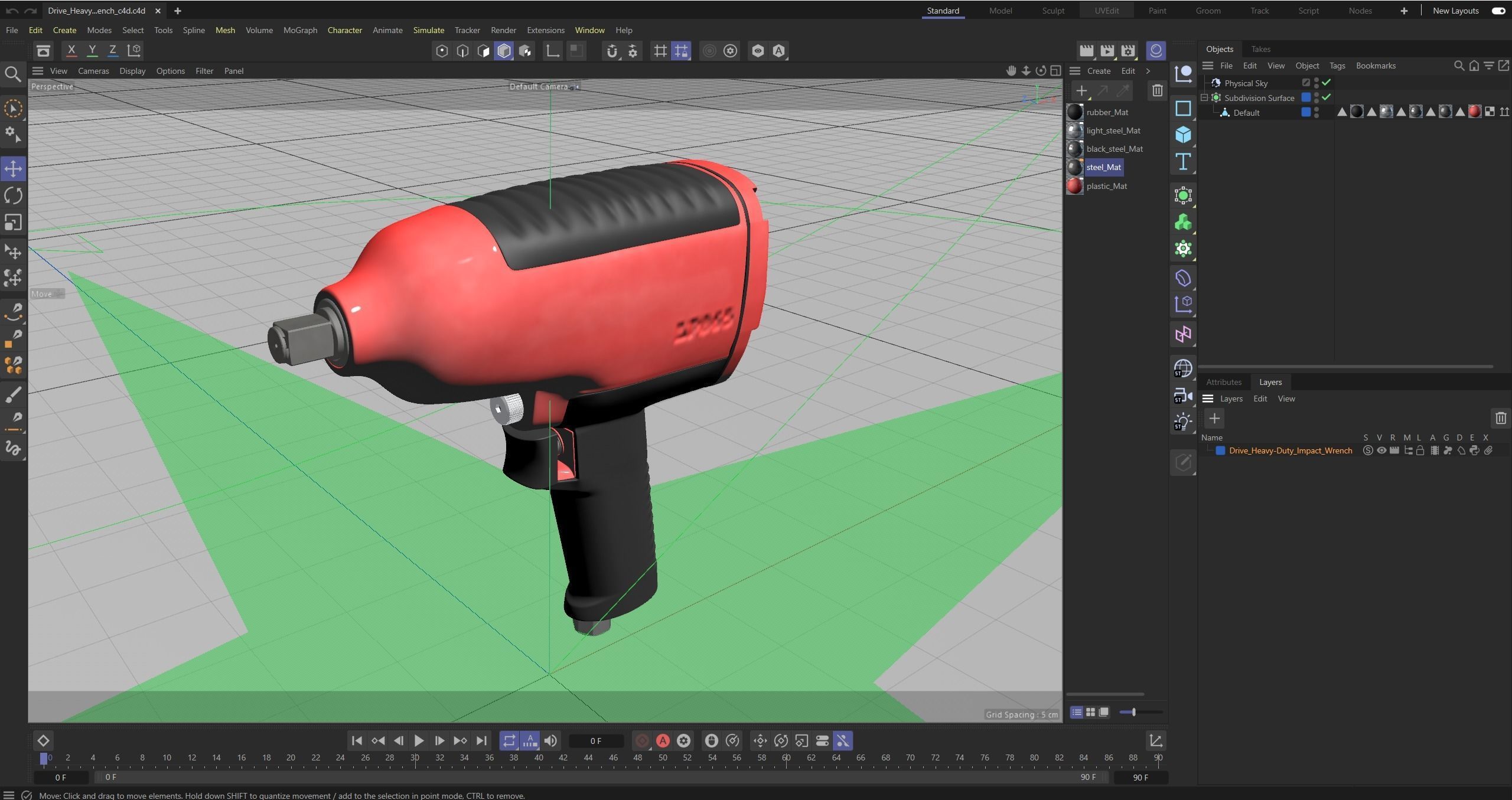 Drive Heavy Duty Impact Wrench MG725 Low-poly 3D model_29