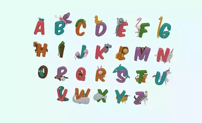 Cartoon Animal Alphabet v012