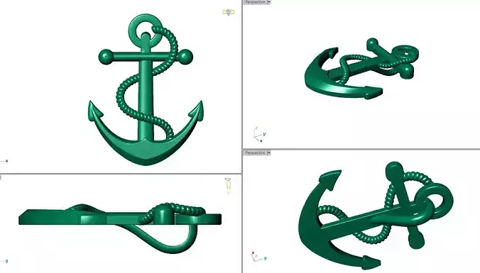 naval anchor pendan 3D print model