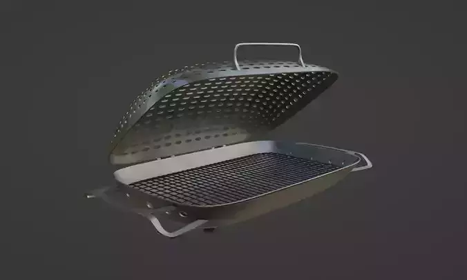 Grilling and BBQ utensils Grill Basket Low-poly 3D model