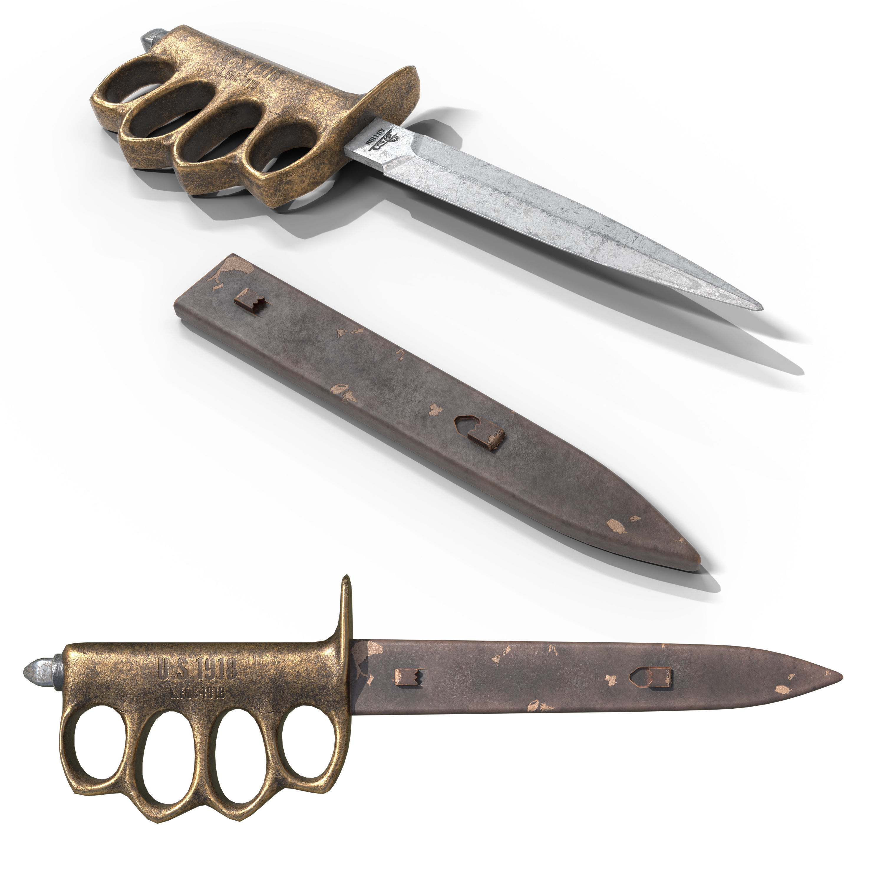 Trench Knife MK1 1918 Low-poly 3D model_6