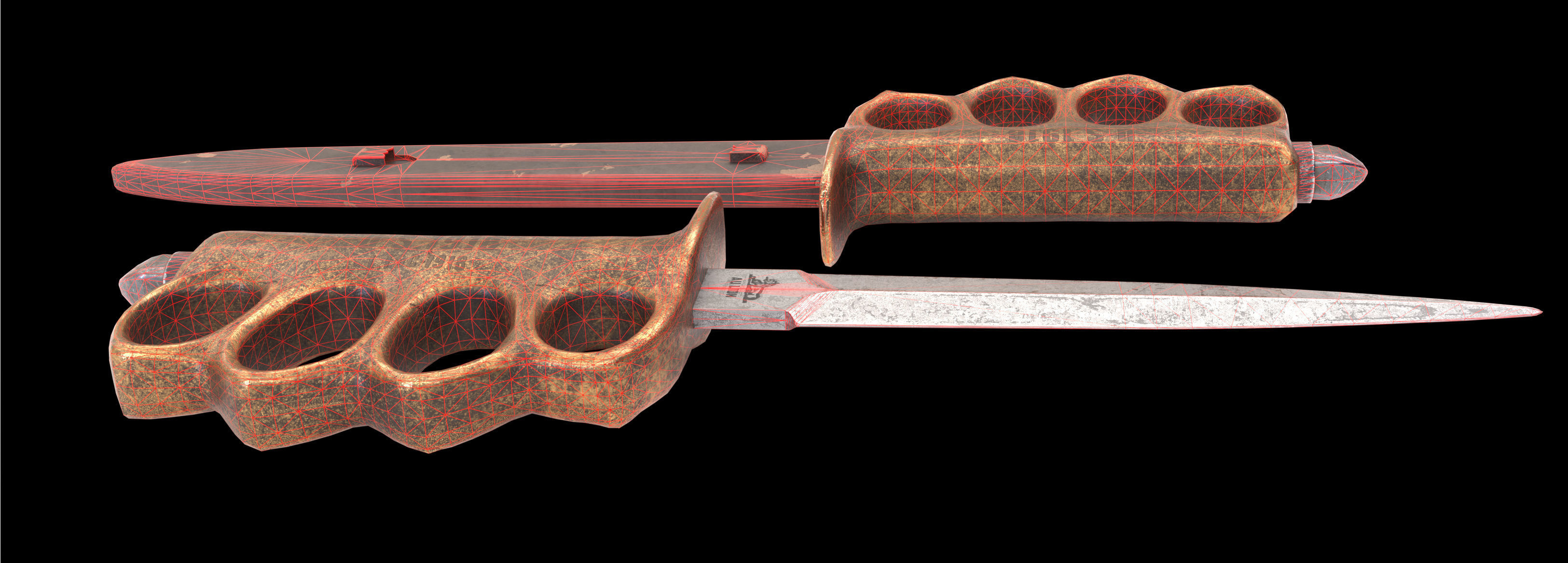 Trench Knife MK1 1918 Low-poly 3D model_8