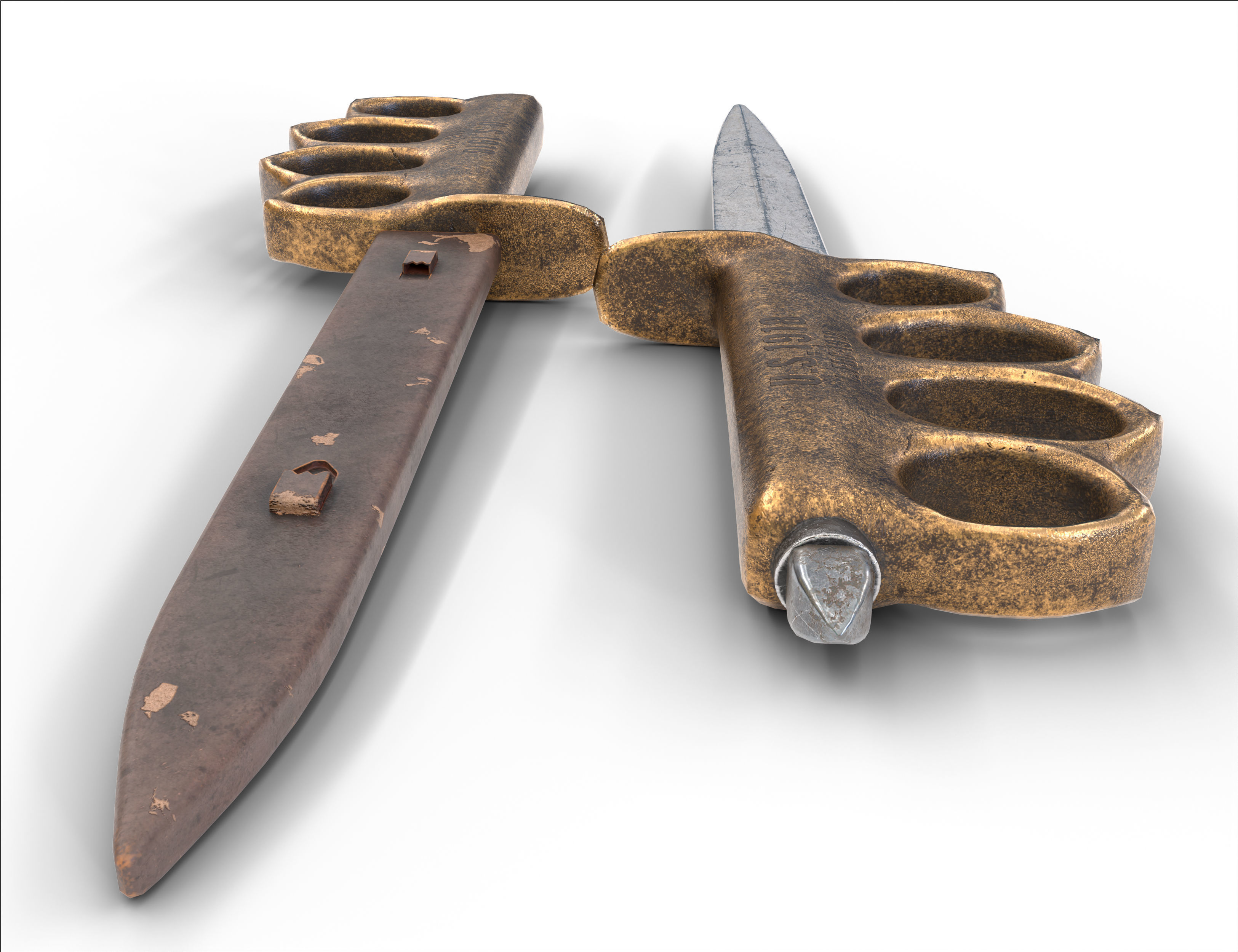 Trench Knife MK1 1918 Low-poly 3D model_2