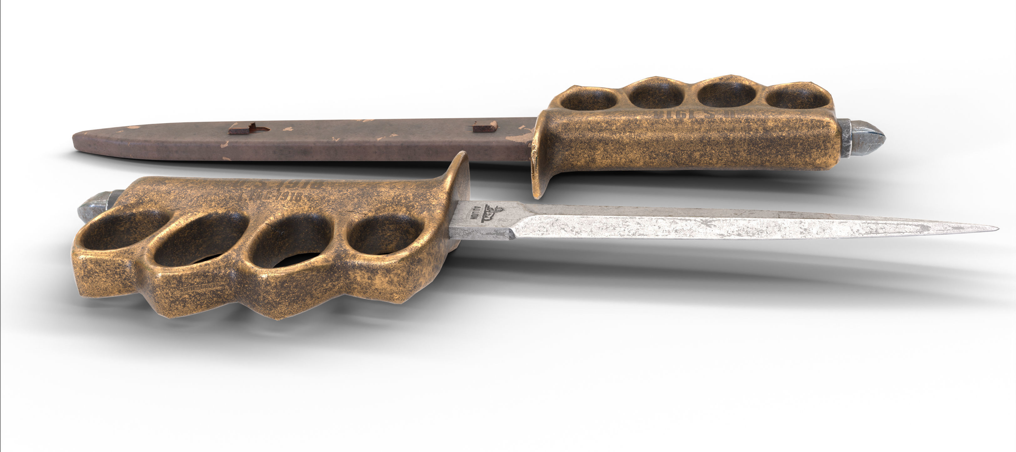 Trench Knife MK1 1918 Low-poly 3D model_3