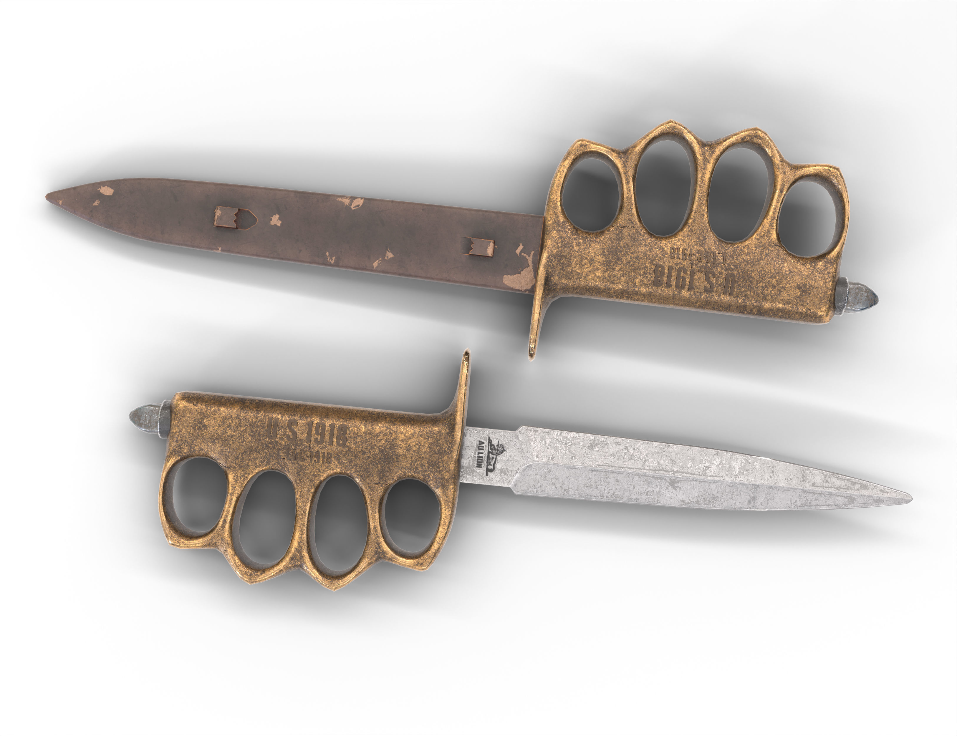Trench Knife MK1 1918 Low-poly 3D model_5