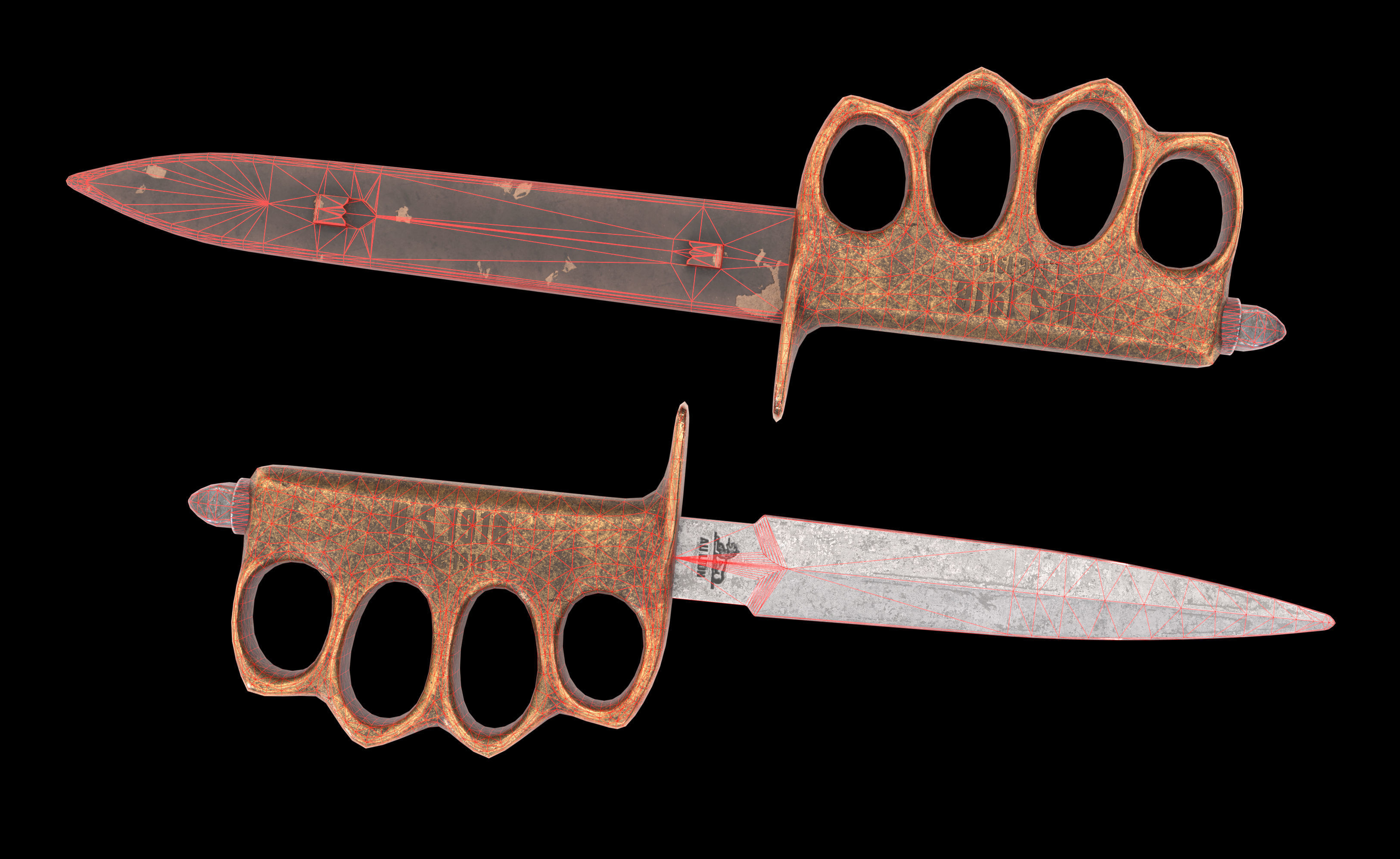 Trench Knife MK1 1918 Low-poly 3D model_10