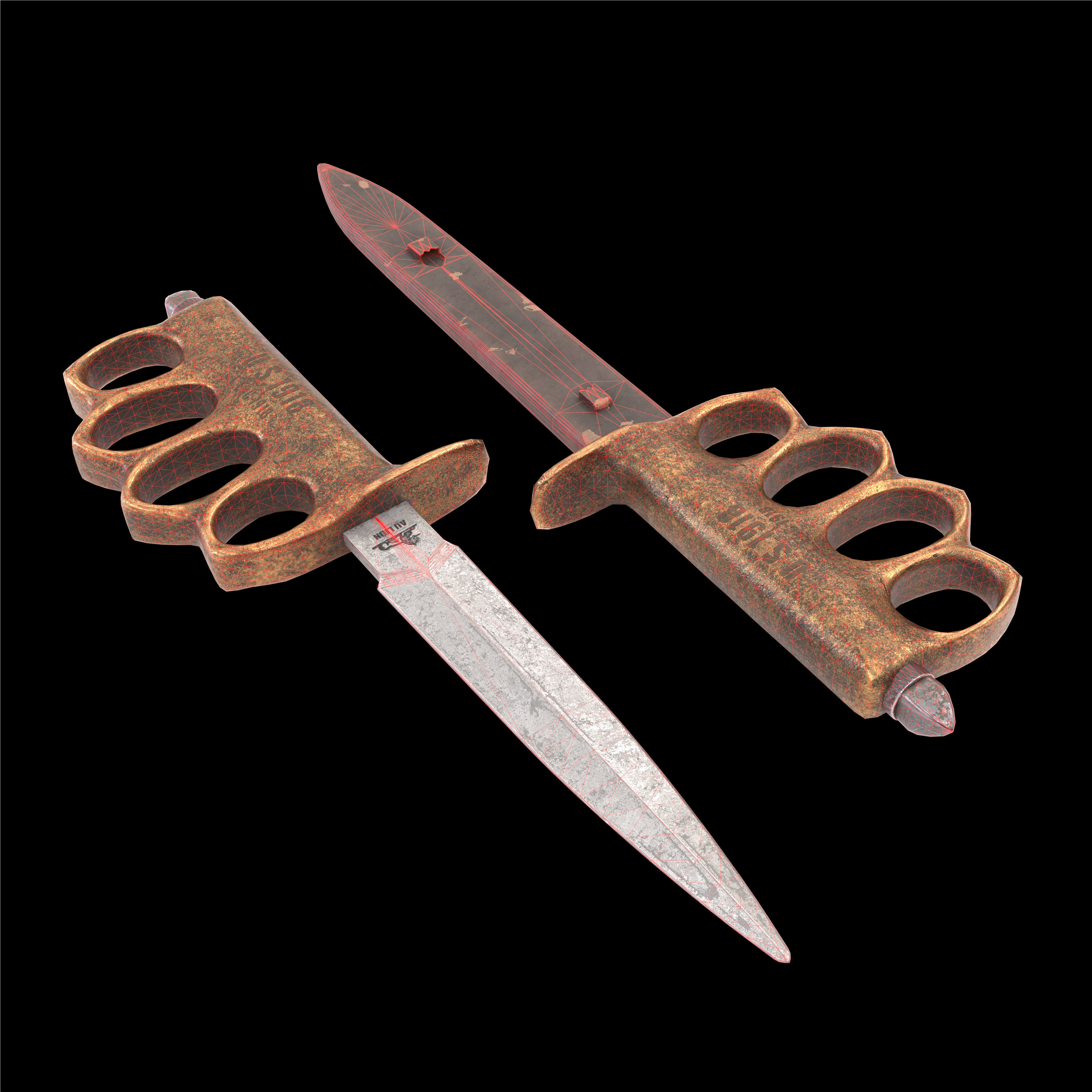 Trench Knife MK1 1918 Low-poly 3D model_11