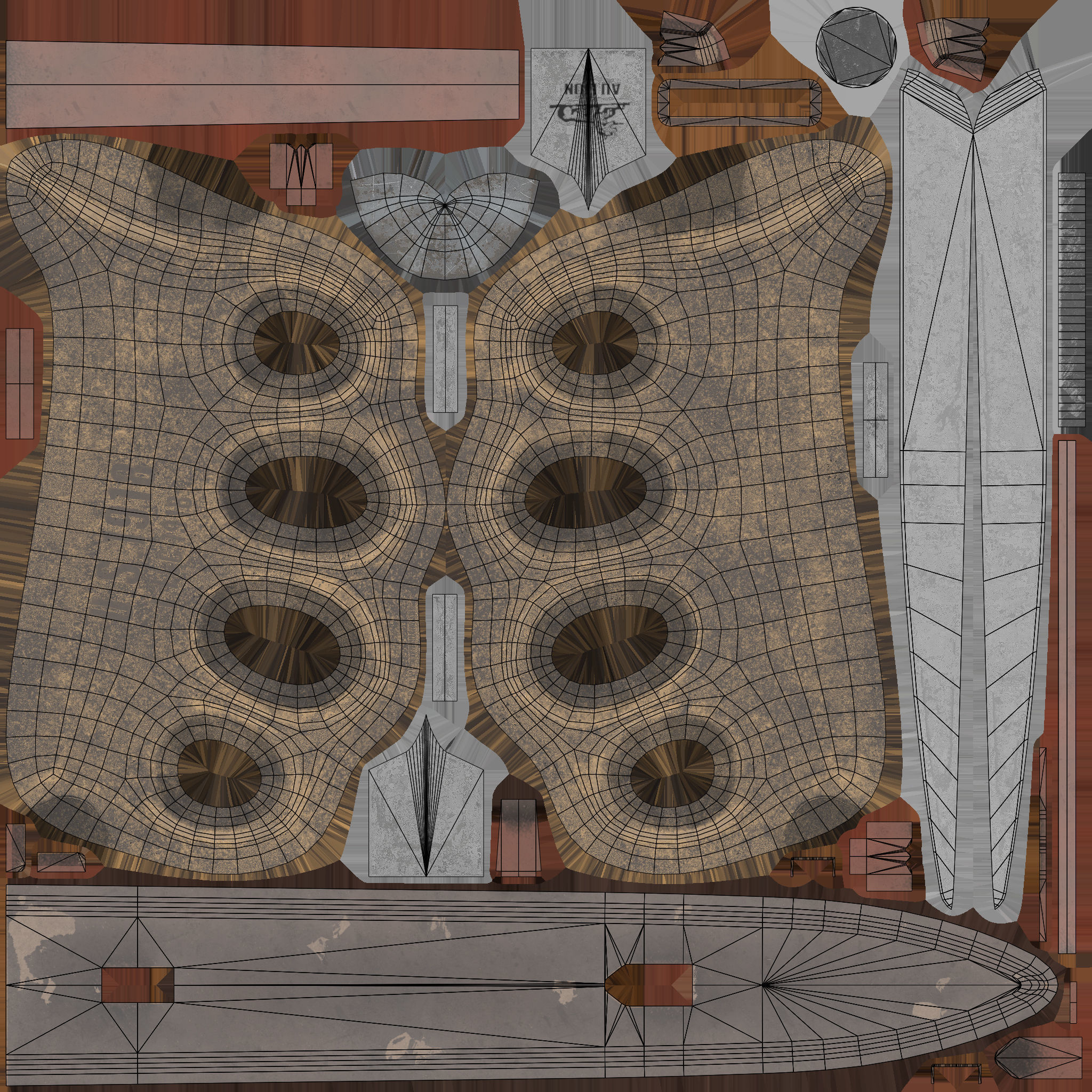 Trench Knife MK1 1918 Low-poly 3D model_12