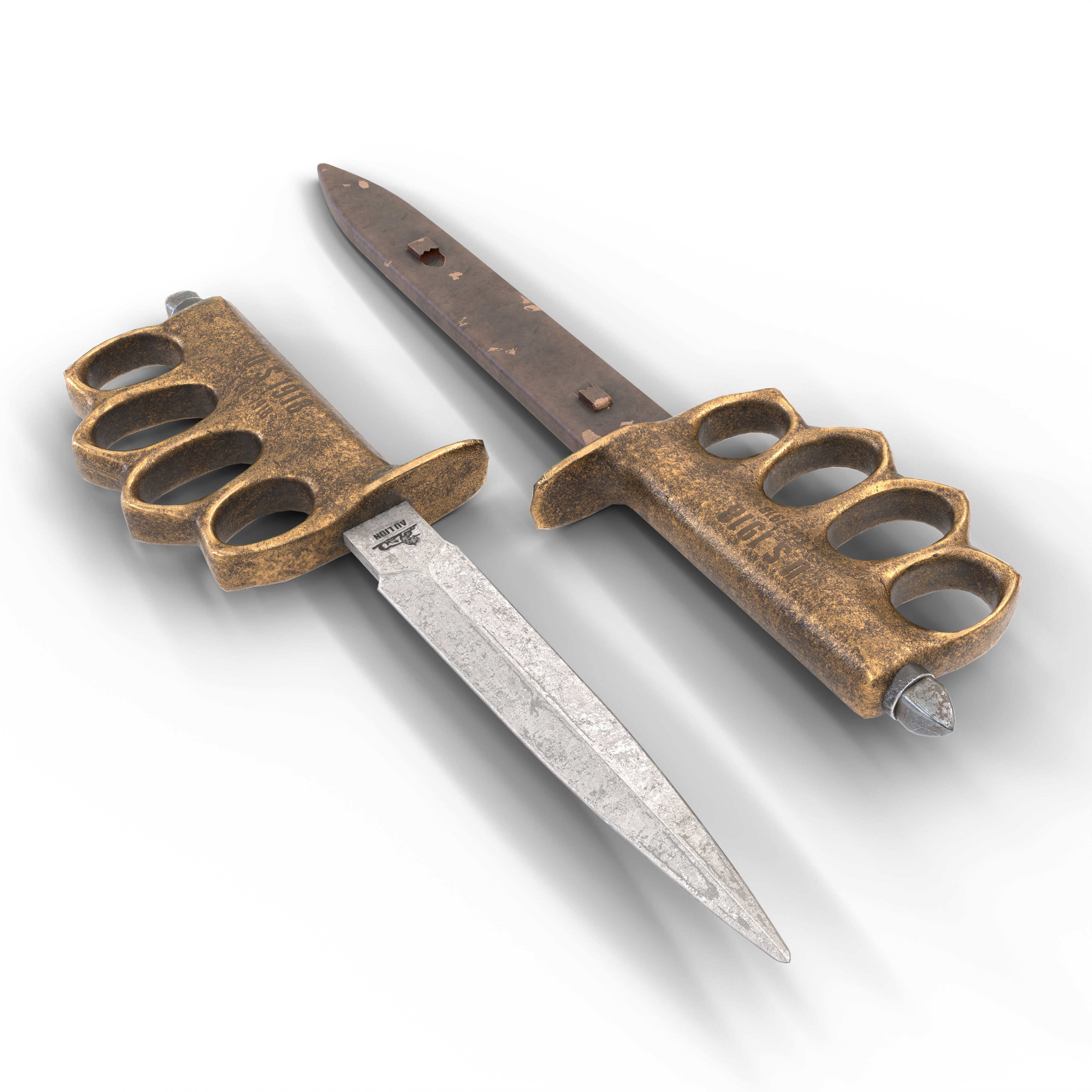 Trench Knife MK1 1918 Low-poly 3D model_1